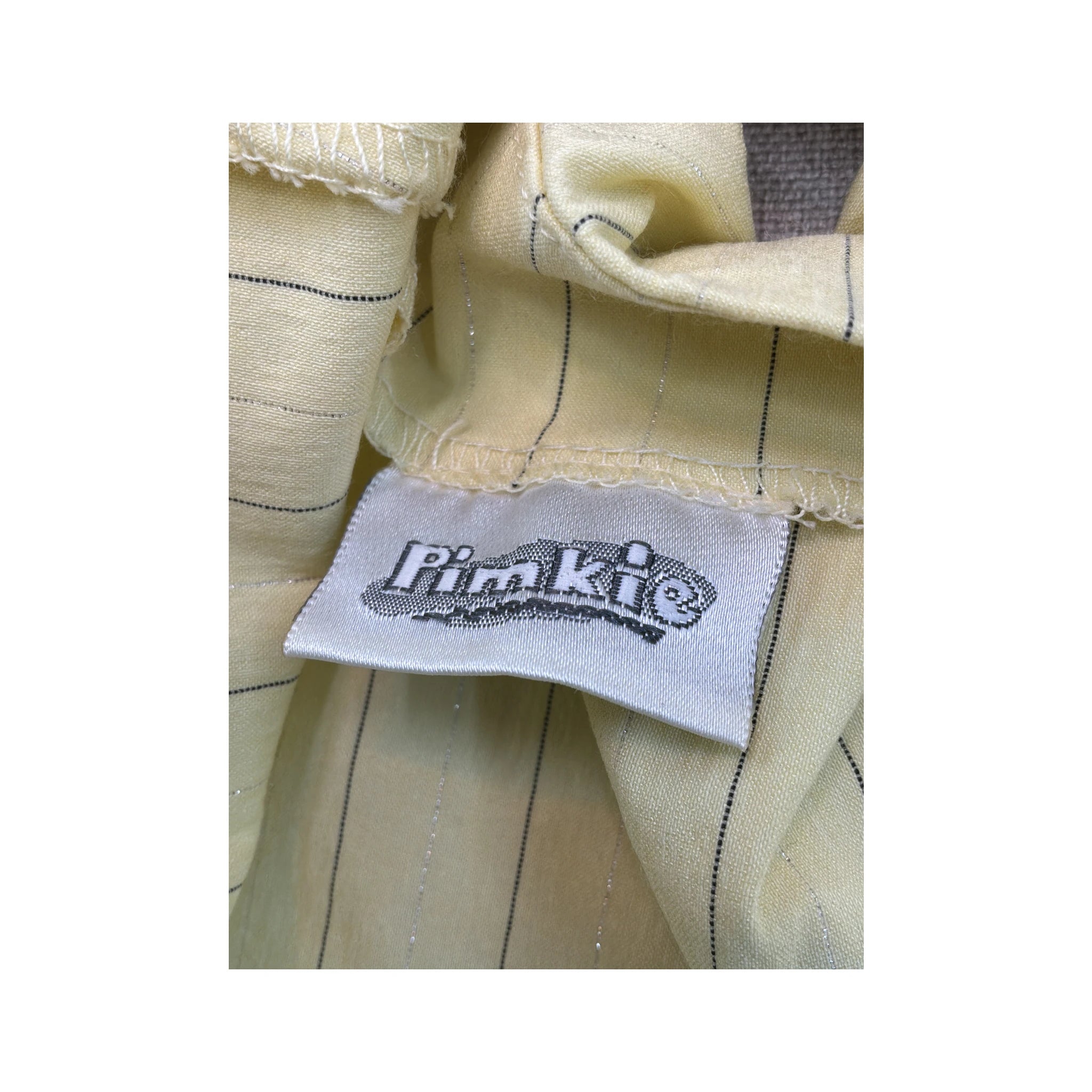 Top de alças Halter Pimkie amarelo com Risca de Giz