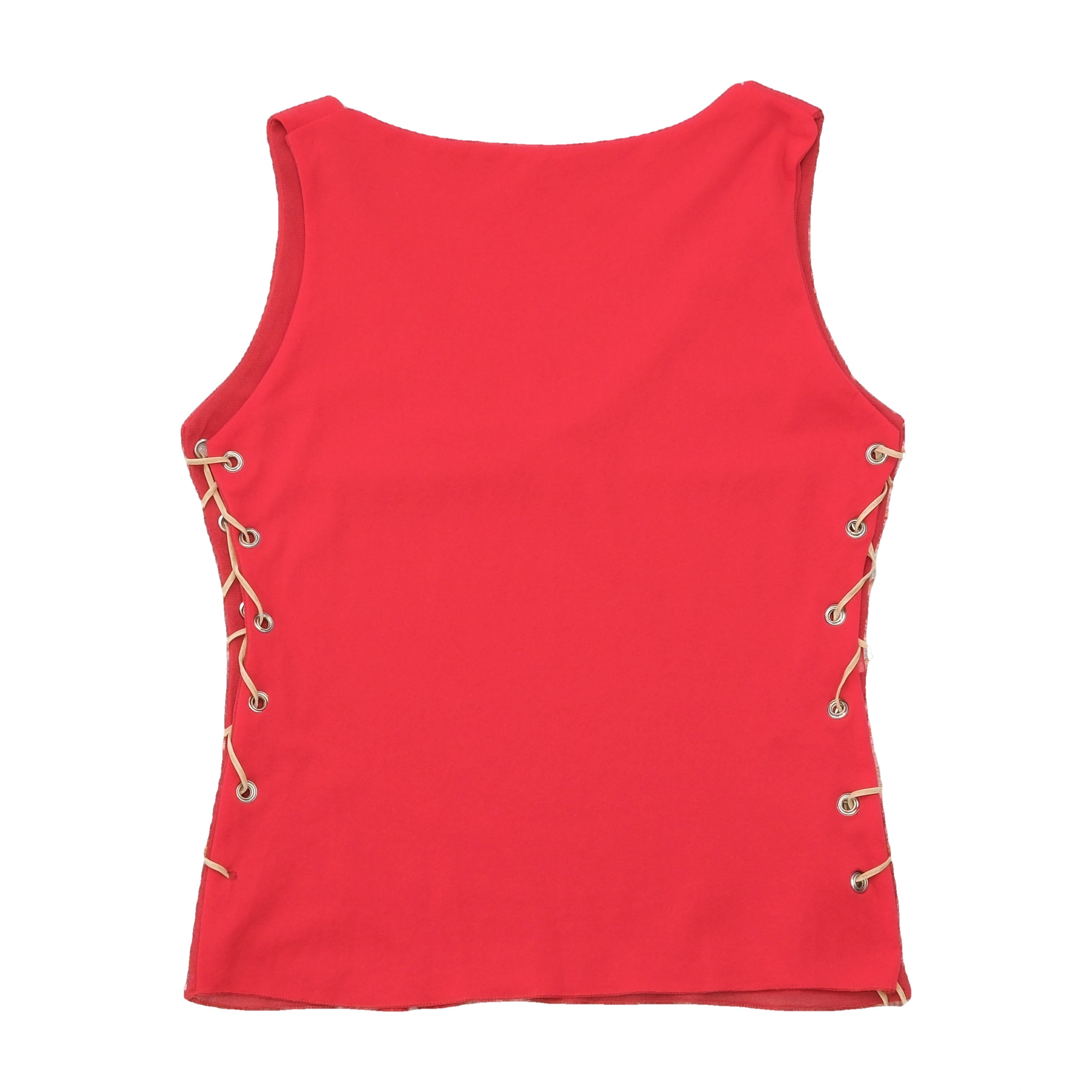 Vintage Red Side Lace-Up Tank Top