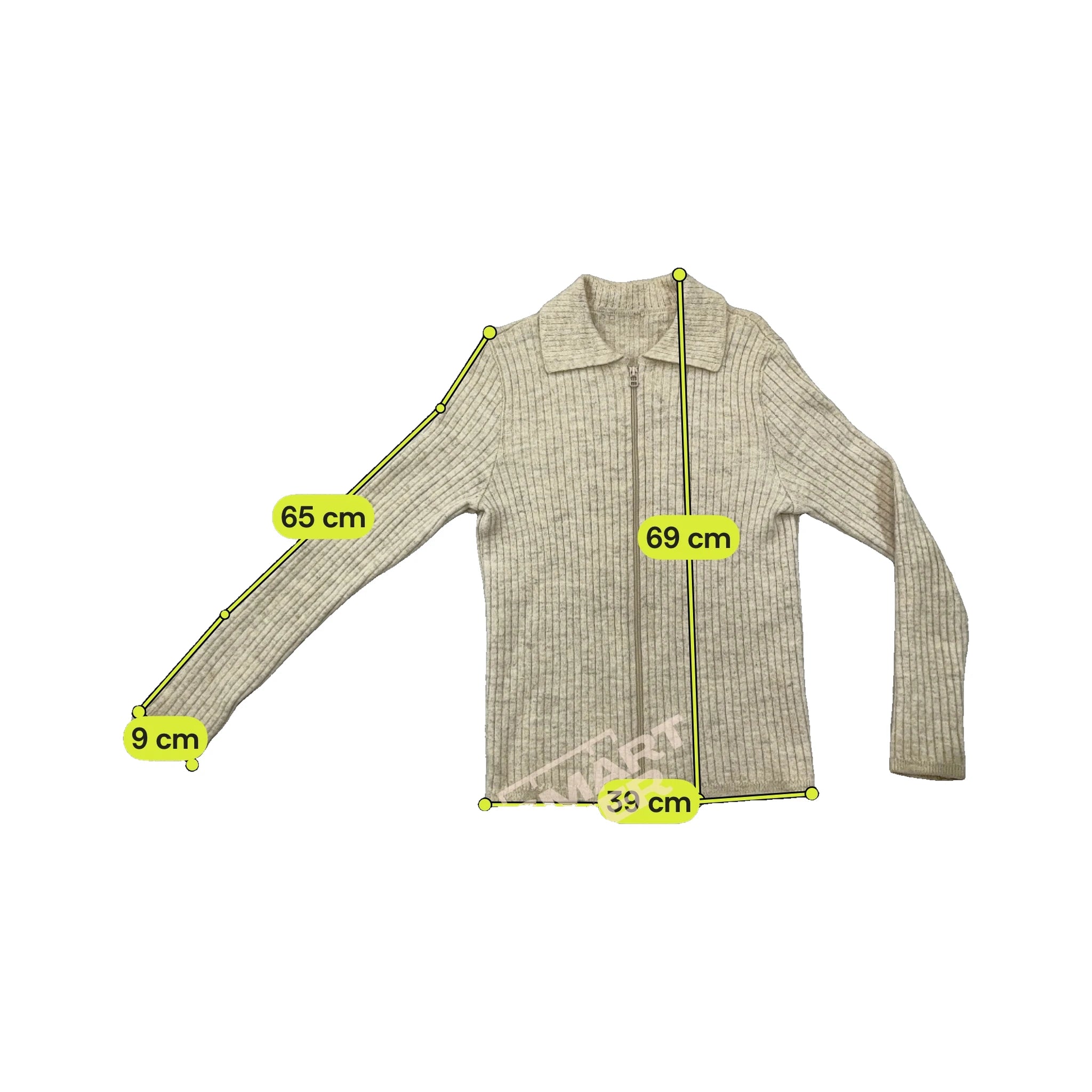 Rib Knit Zip-Up Collared Sweater