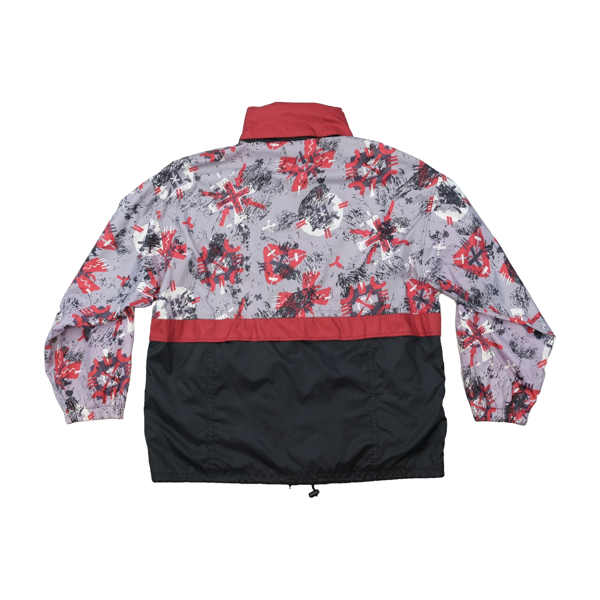 Abstract Print Colorblock Pullover Jacket