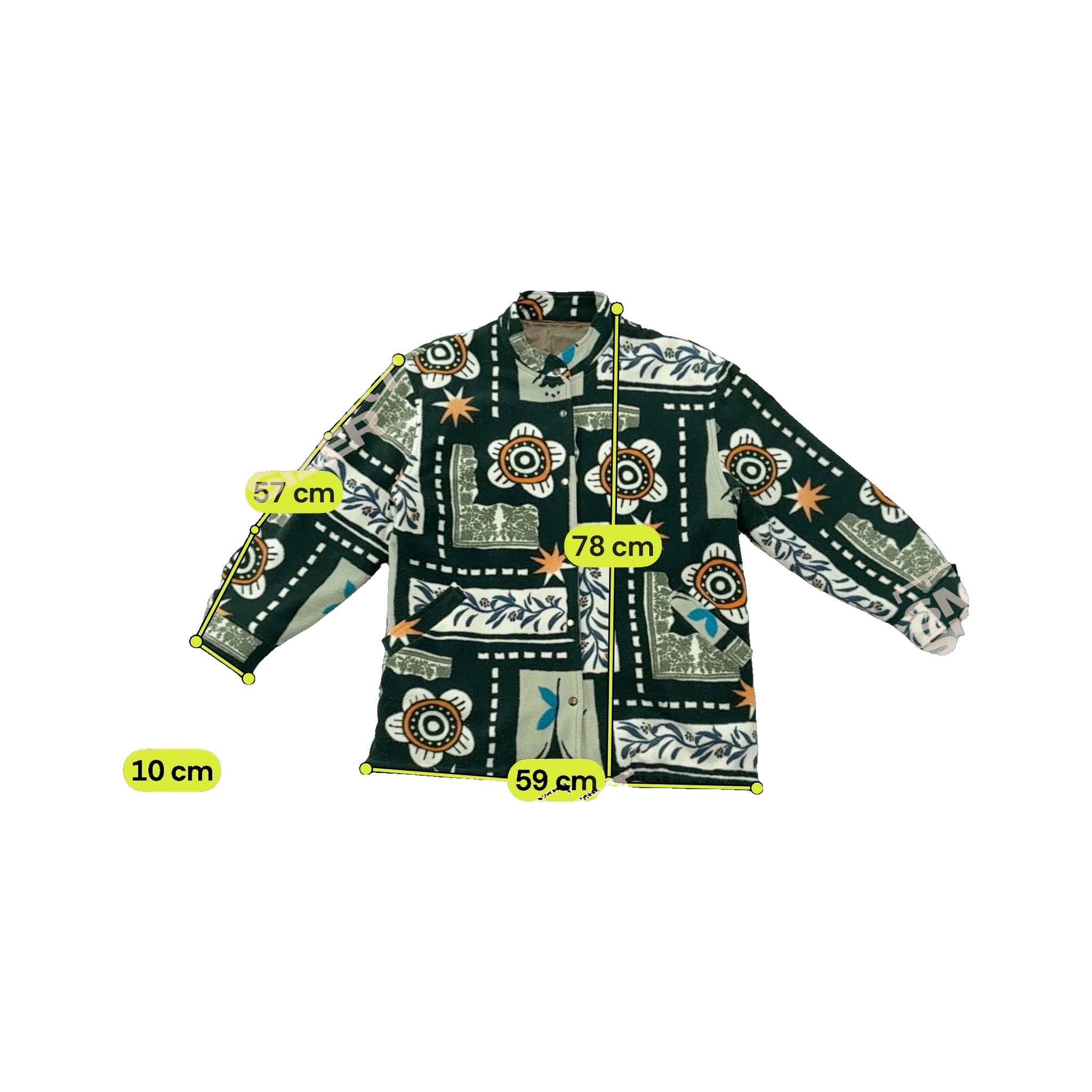 Vintage Abstract Print Fleece Jacket Made in Italy