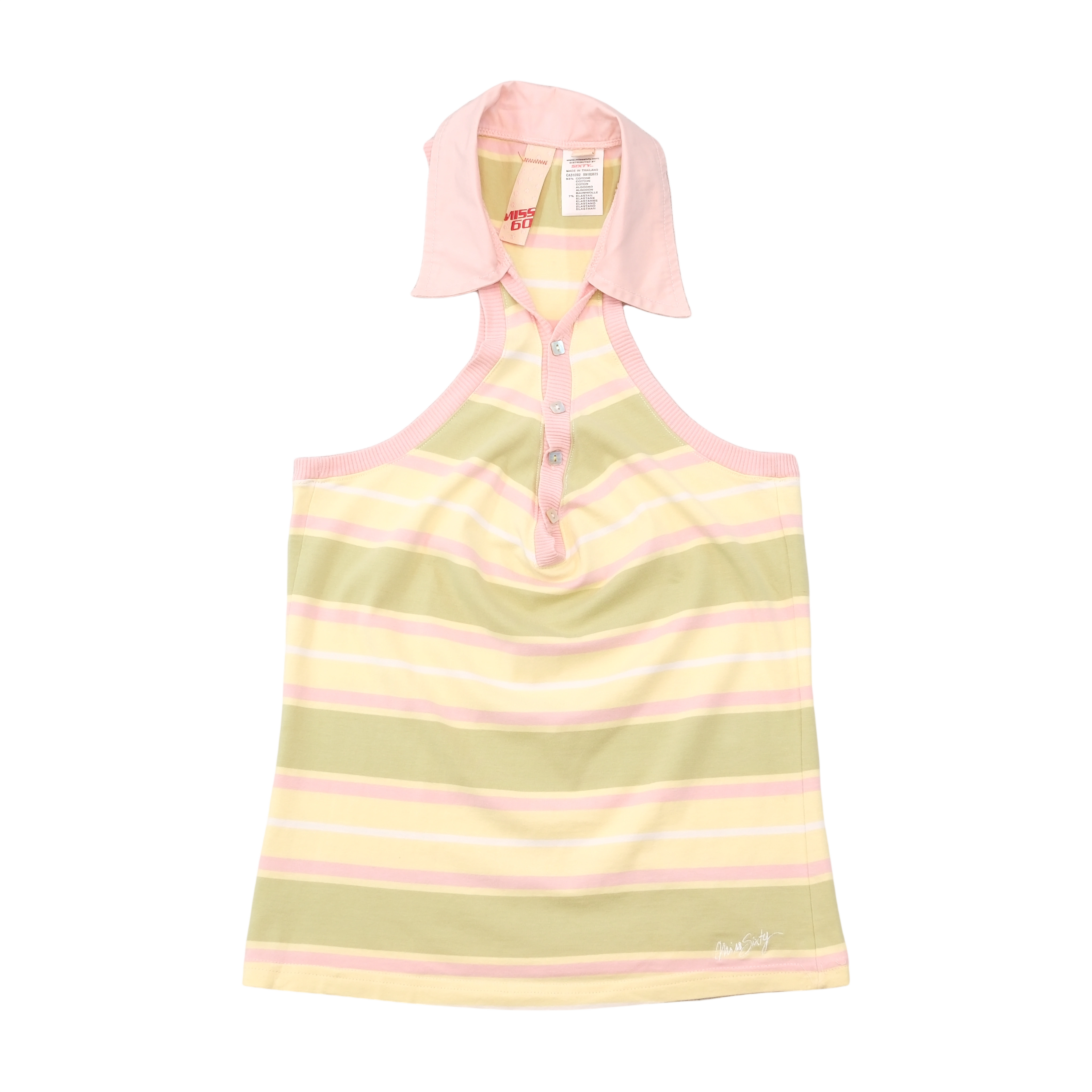 Miss Sixty Striped Collared Halter Tank Top (Repriced)