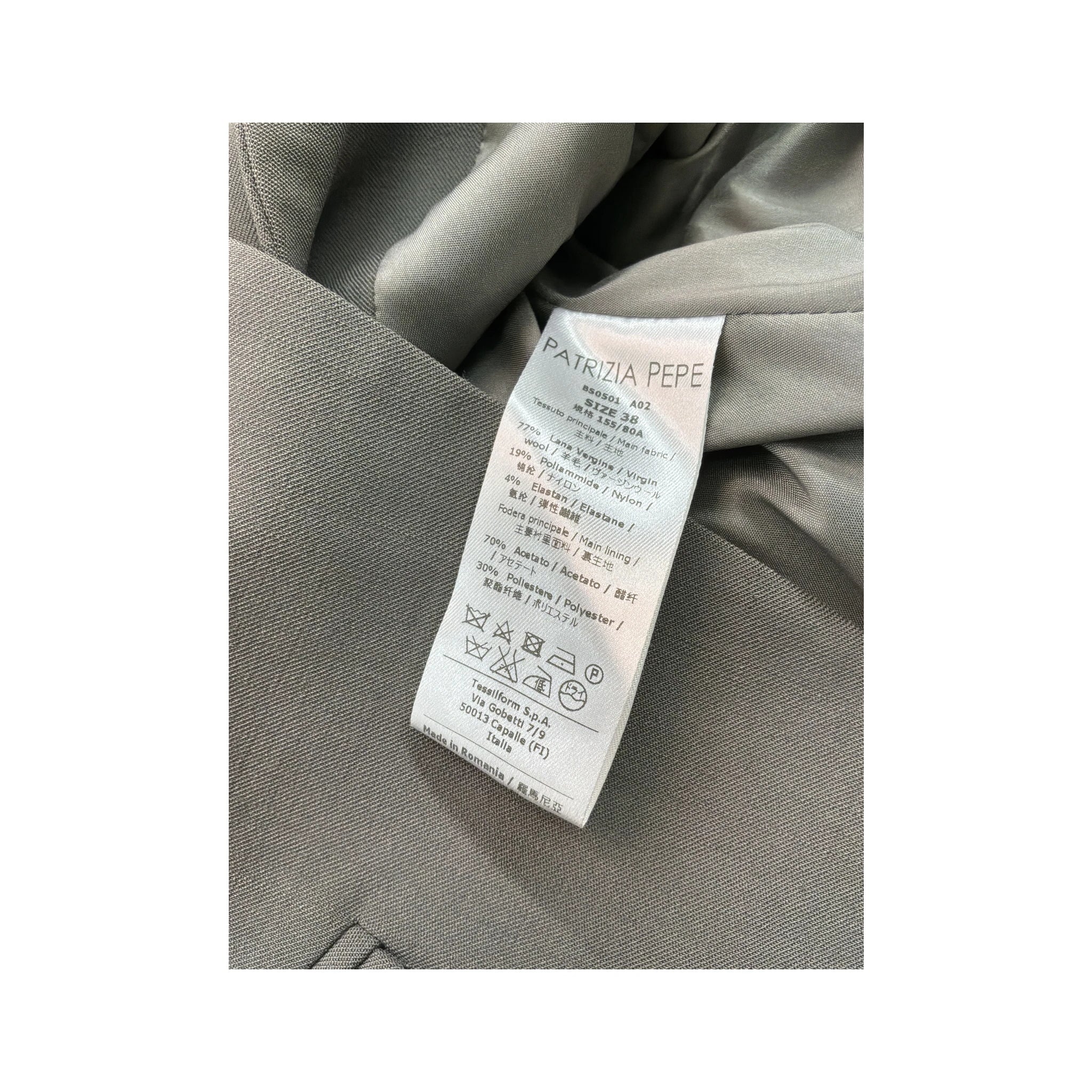 Patrizia Pepe Tailored Gray Notch-Lapel Blazer Jacket