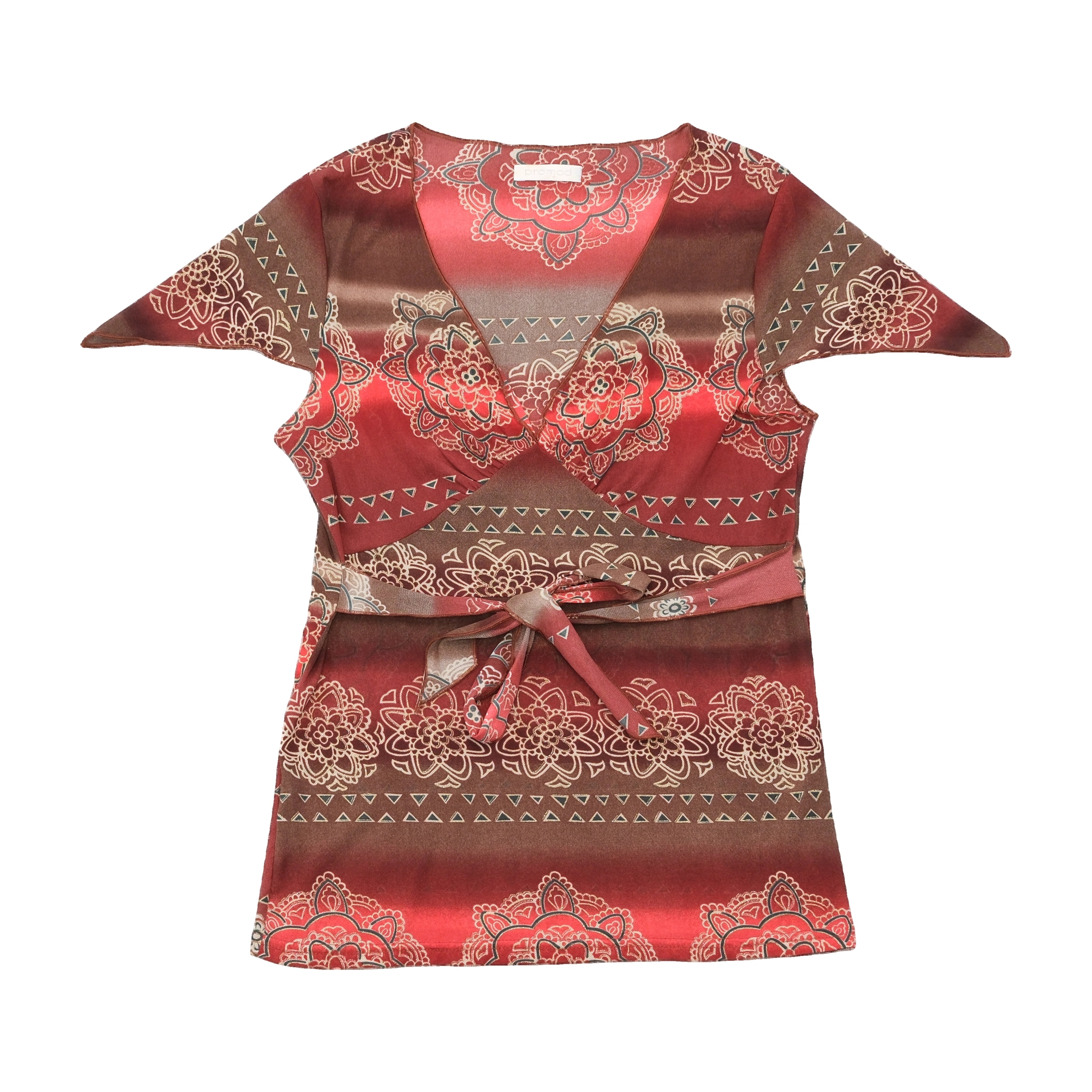 Promod Floral Medallion Print Wrap Blouse (Repriced)
