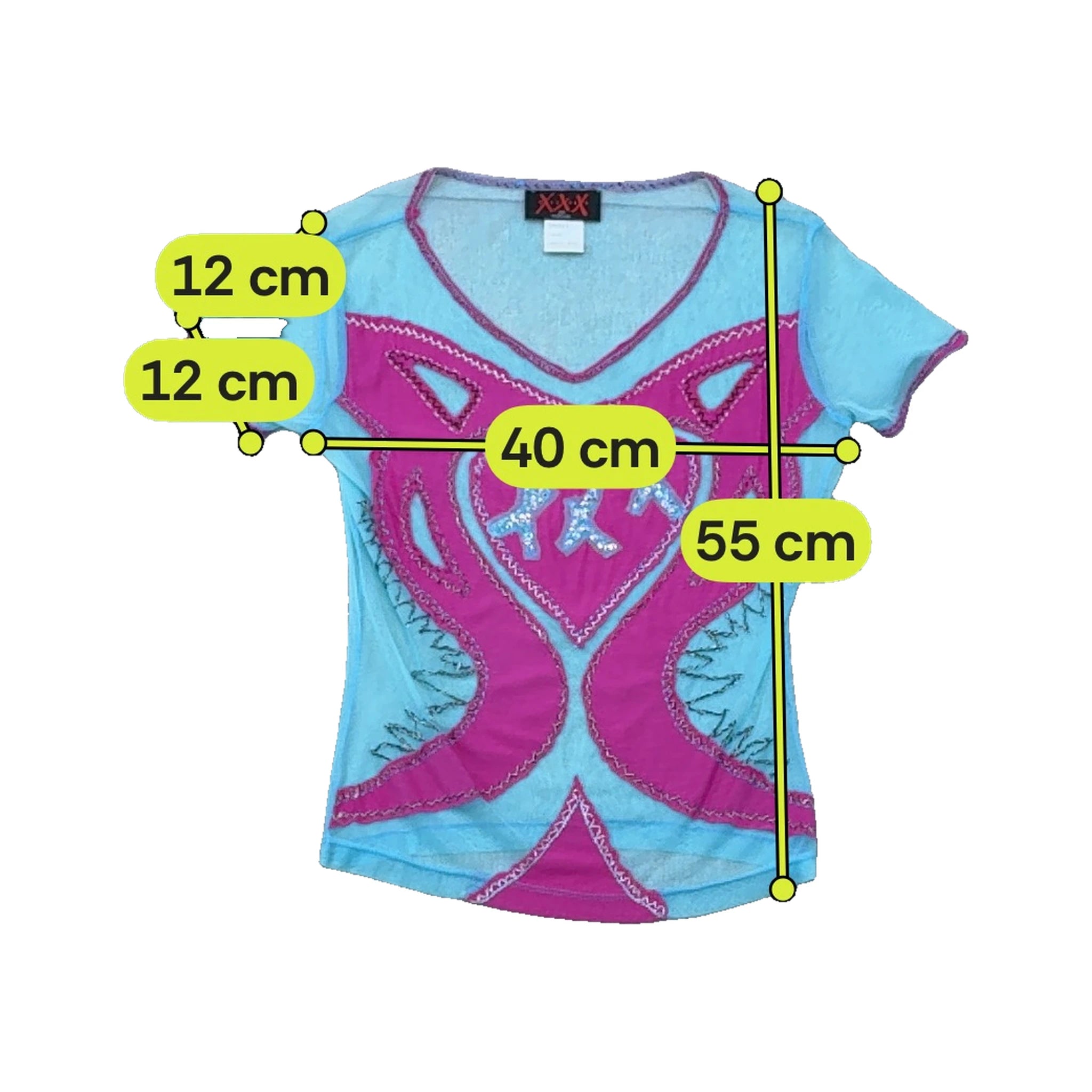 Kisses XXX Sheer Mesh Appliqué Heart T-shirt