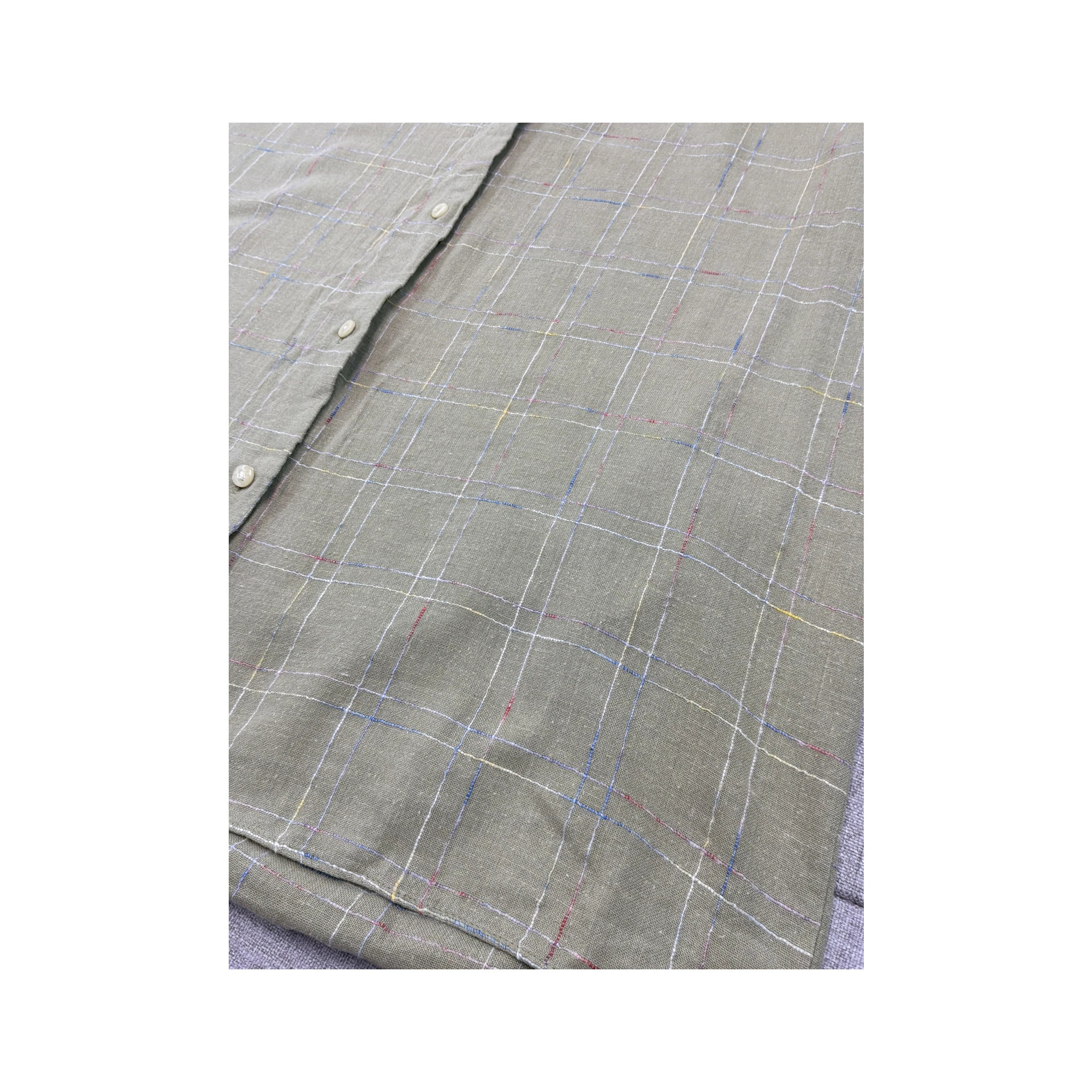 1a Eleganza Plaid Print Contrast Collar Button Up Shirt