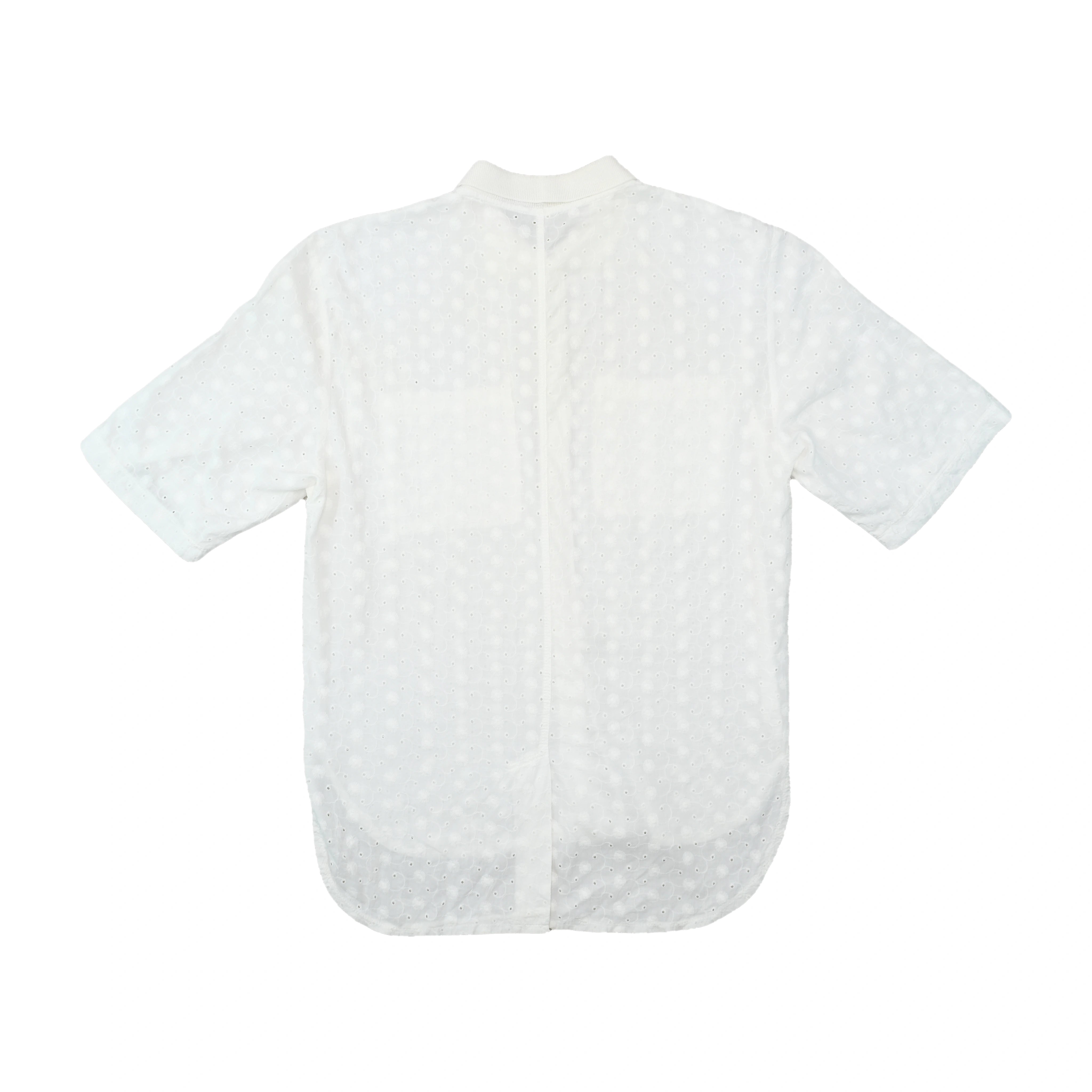 White Eyelet Pattern Button Up Shirt