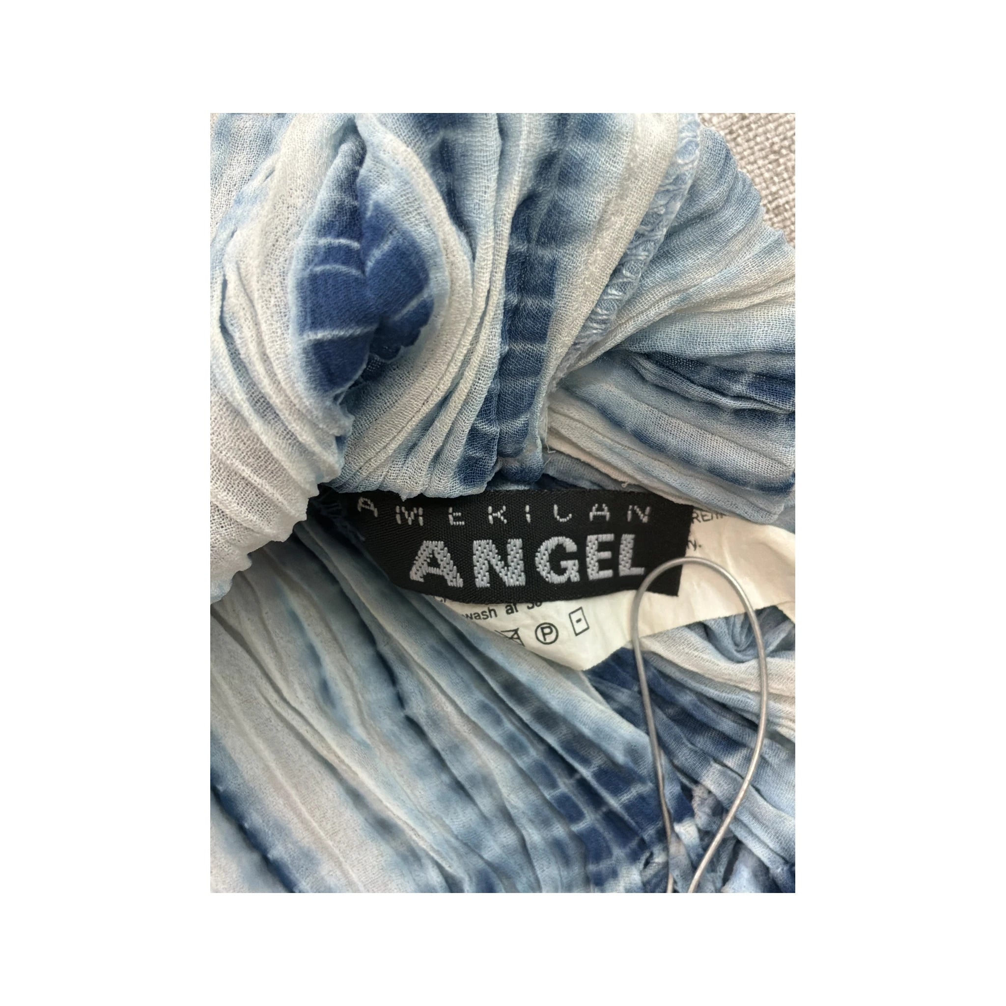 American Angel Blue Tie-Dye Cold-Shoulder Microfiber Dress