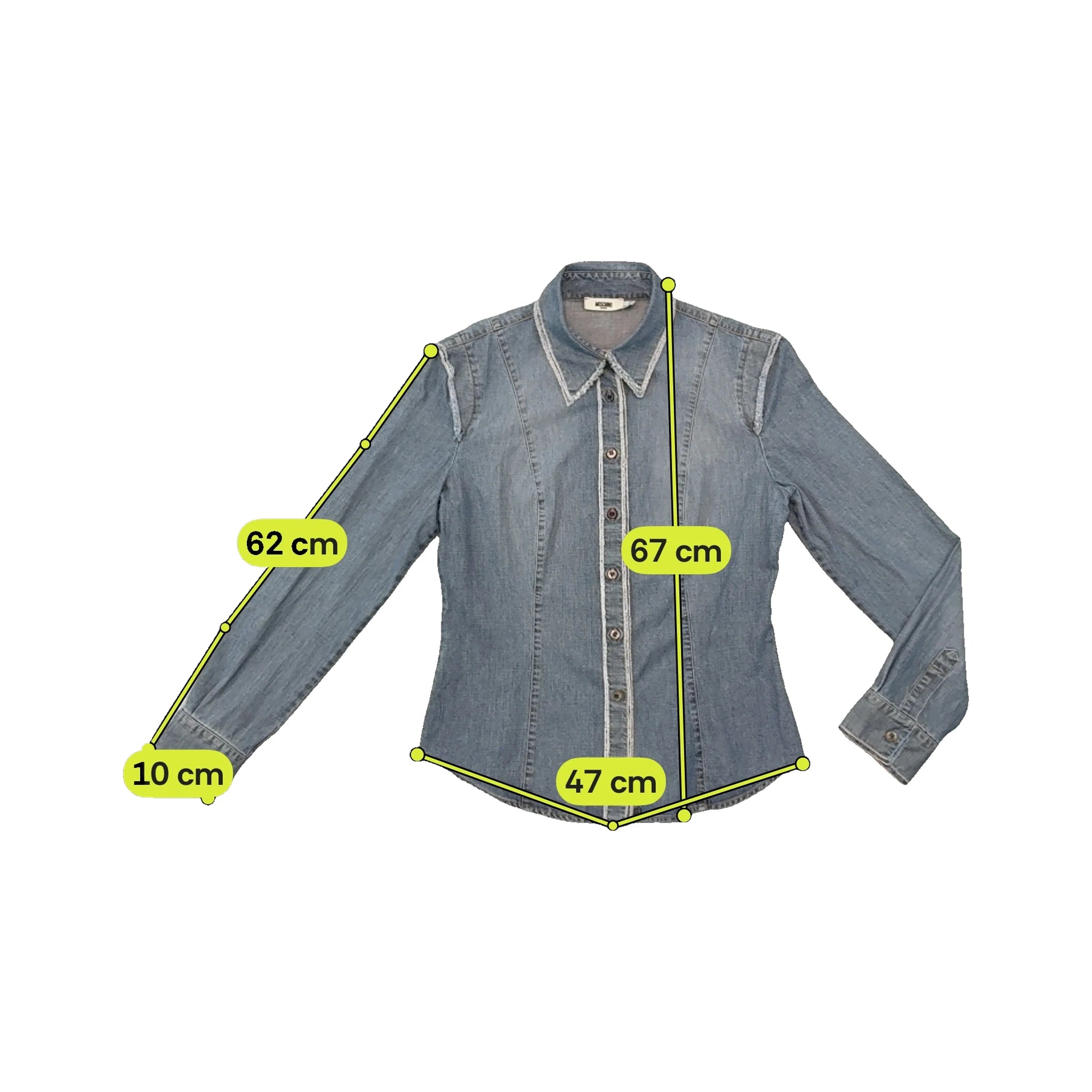 Moschino Jeans Frayed Trim Denim Button Up Shirt