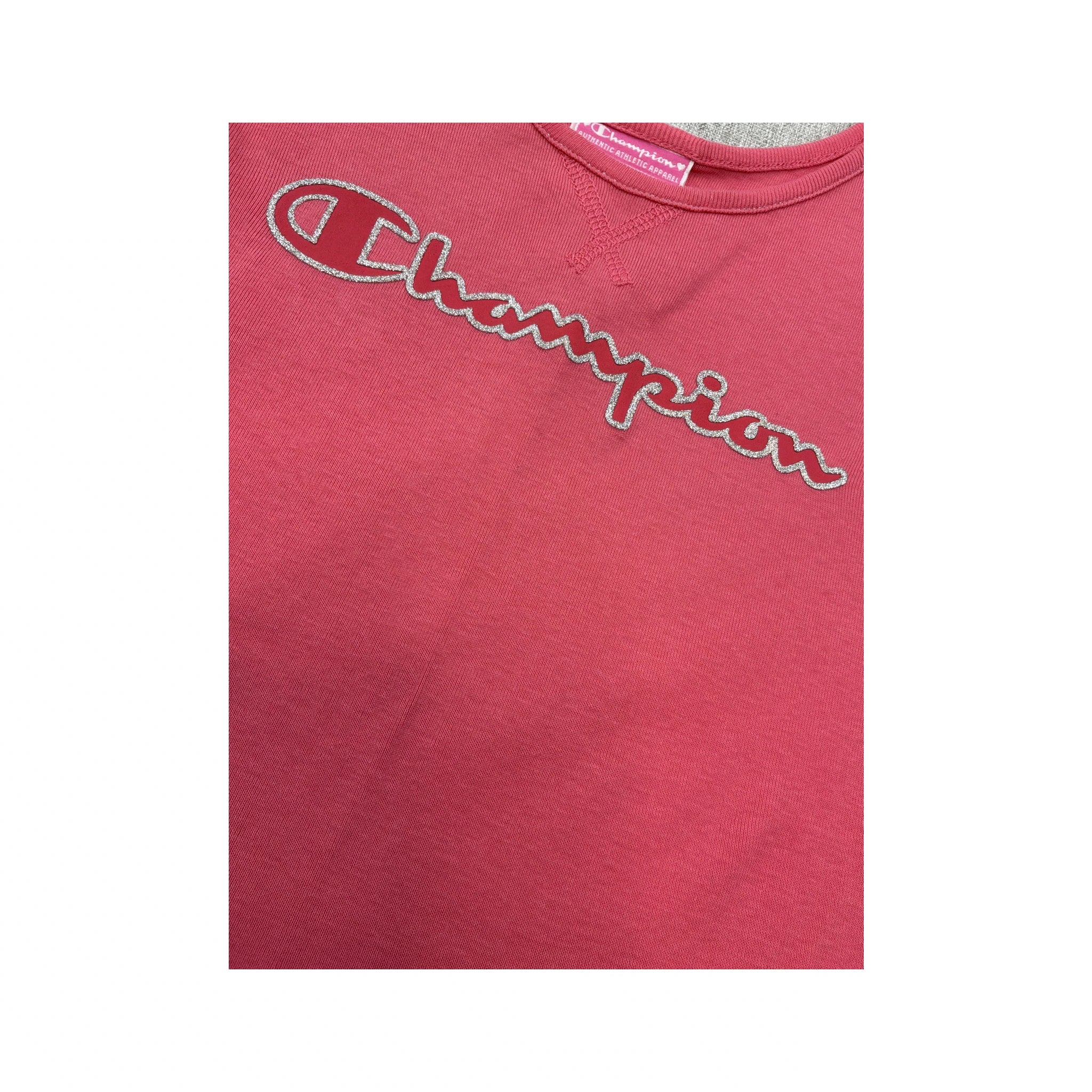 Top de alças Champion com logótipo em Glitter prateado