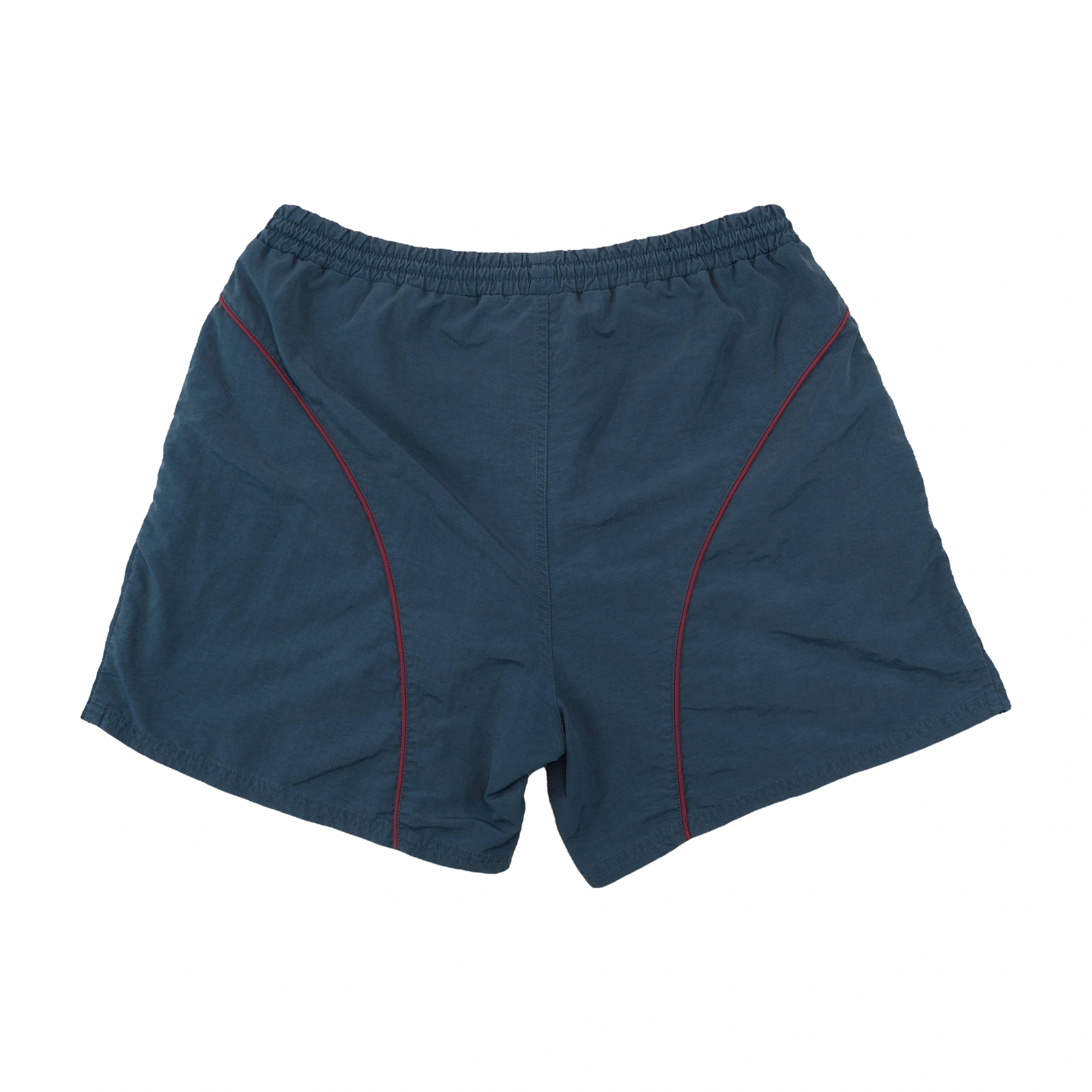Retro Curved Contrast Piping Athletic Track Shorts