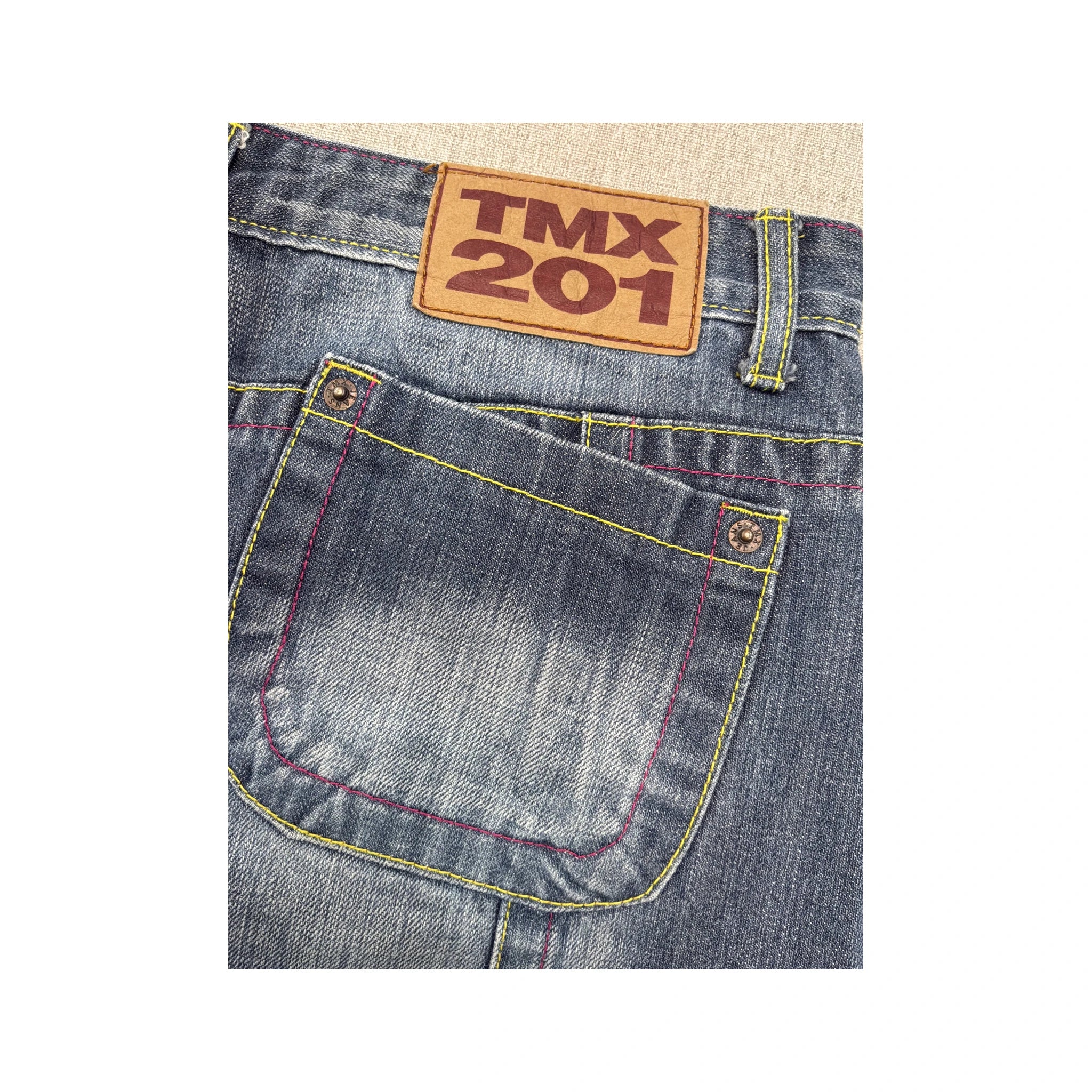 TMX 201 Faded Denim Mini Skirt with Contrast Stitching