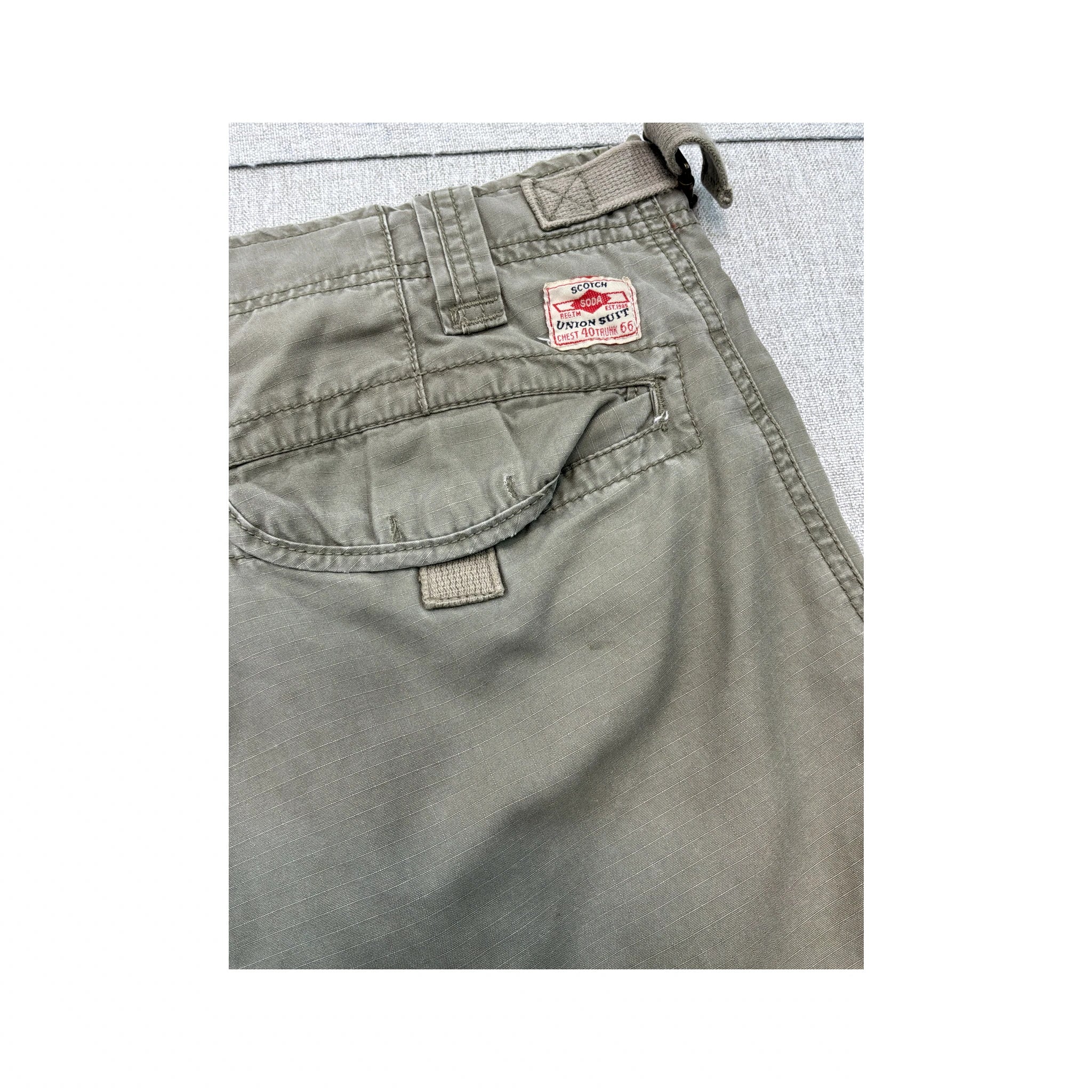 Scotch & Soda Beige Cotton Ripstop Cargo Shorts