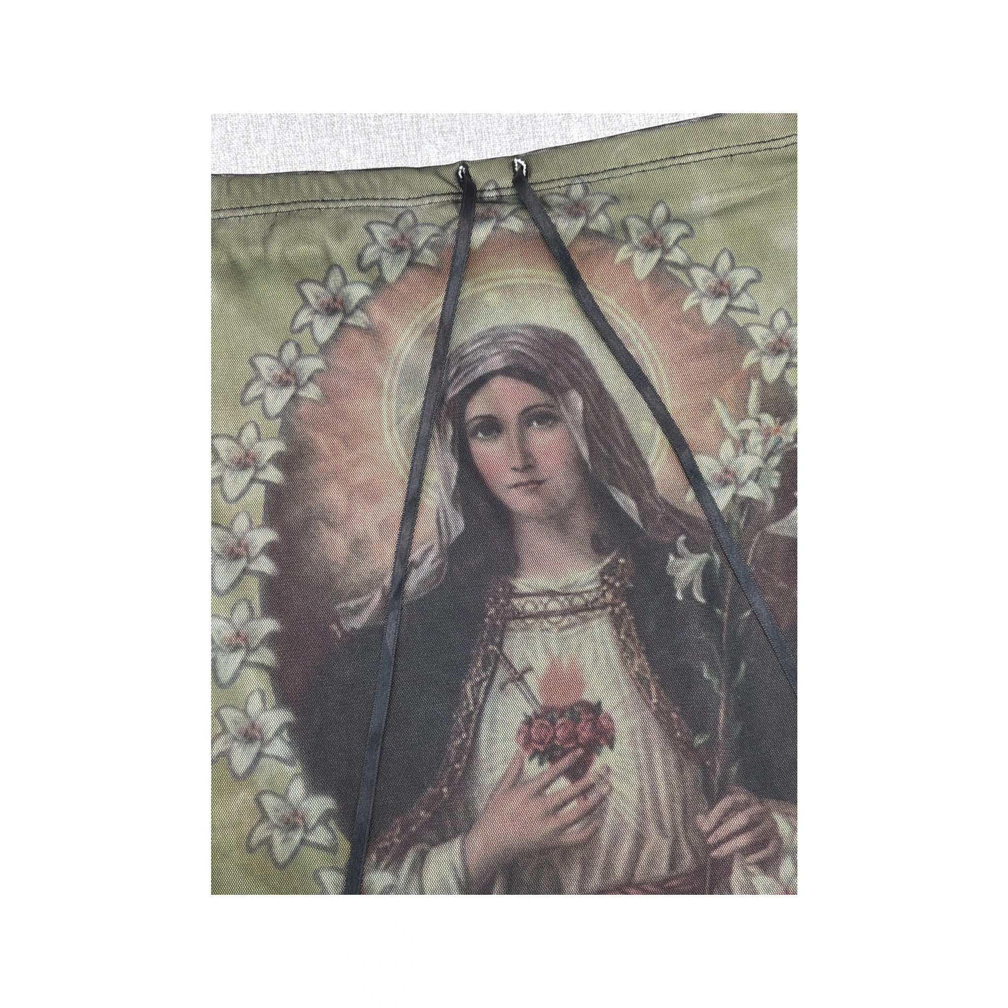 Vive Maria Virgin Mary Graphic Mesh Mini Skirt