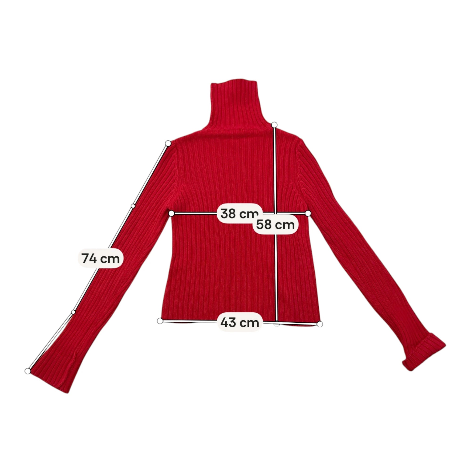 Red Ribbed Turtleneck Sweater with Raglan Sleeves