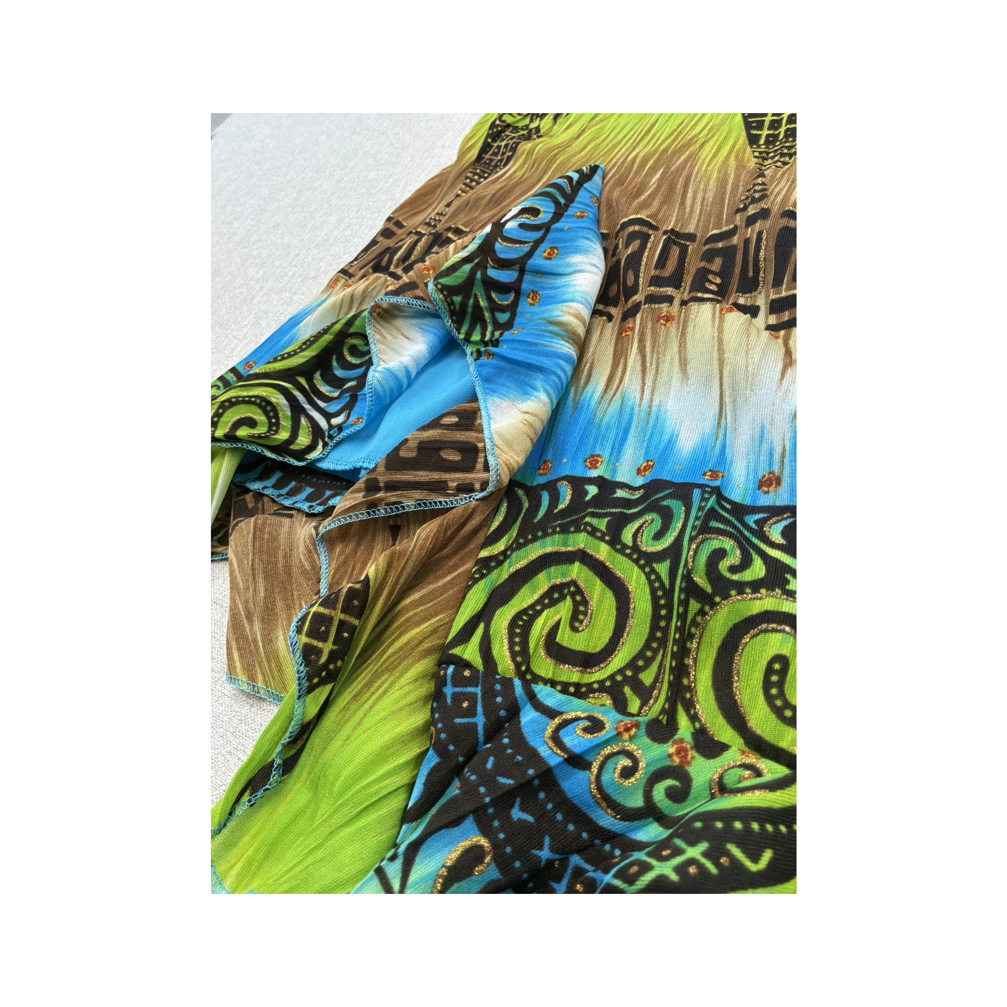 Luc-Ce Paris Asymmetric Handkerchief Hem Printed Slip Dress