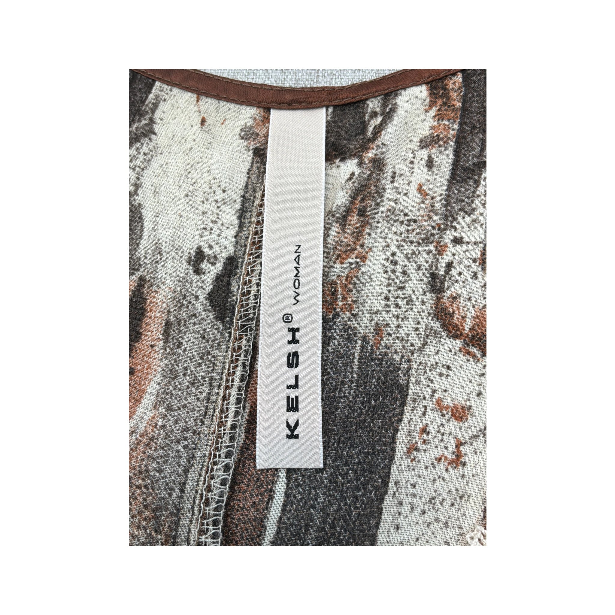 Kelsh by Woman Abstract Stripe Lace Trim Tie Front Tank Top