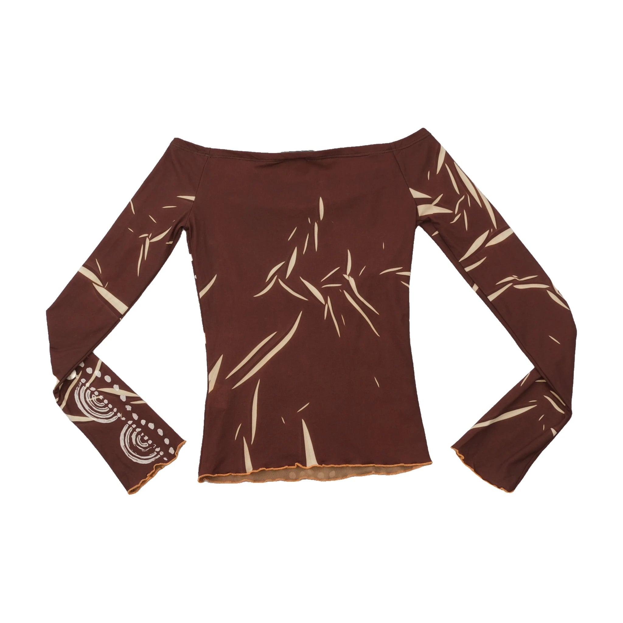 Indian Rose Abstract Print Stretch Mesh Long Sleeve T-shirt (SUJA)