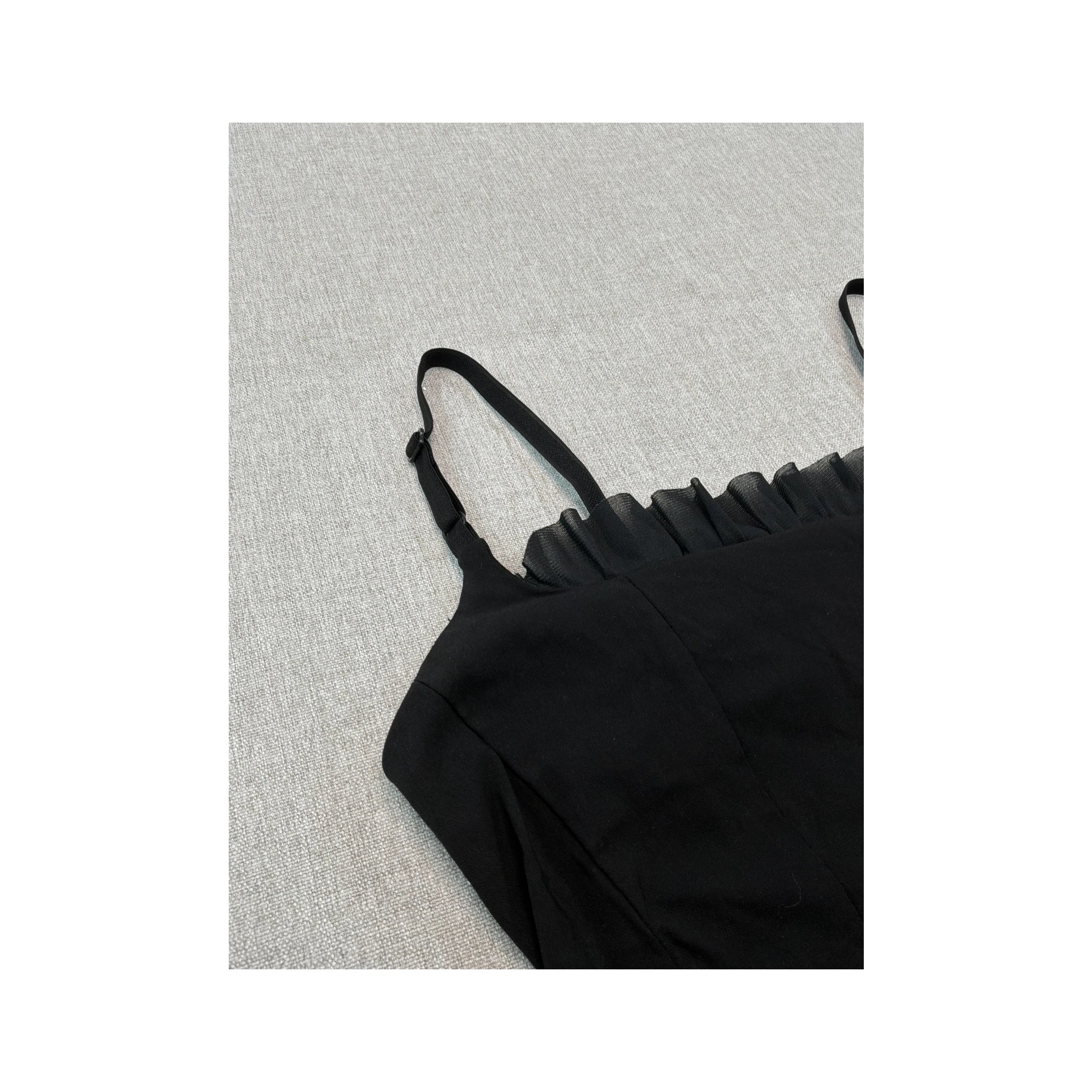 Pimkie Lace-Up Black Ruffle Cami Top