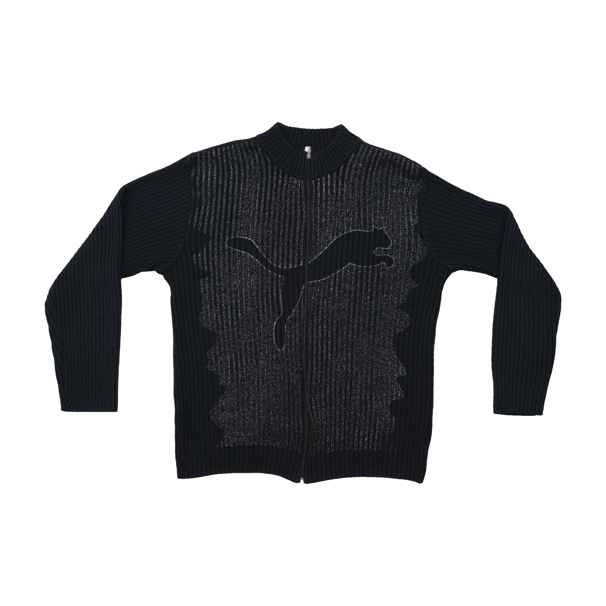 Puma Rib Knit Full Zip Logo Sweater