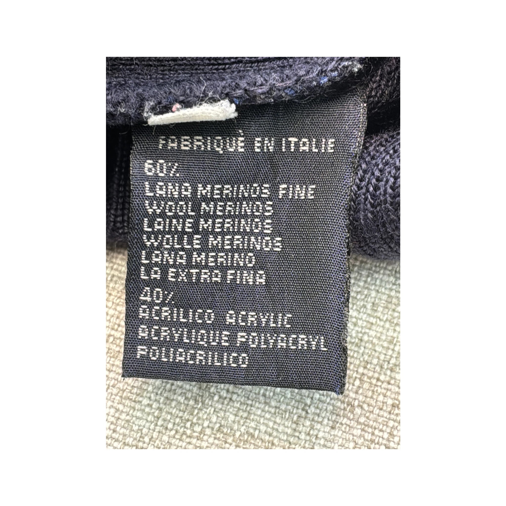 Camisola de gola Redonda Blue de Gênes em Lã Merino Extrafina com Cotoveleiras