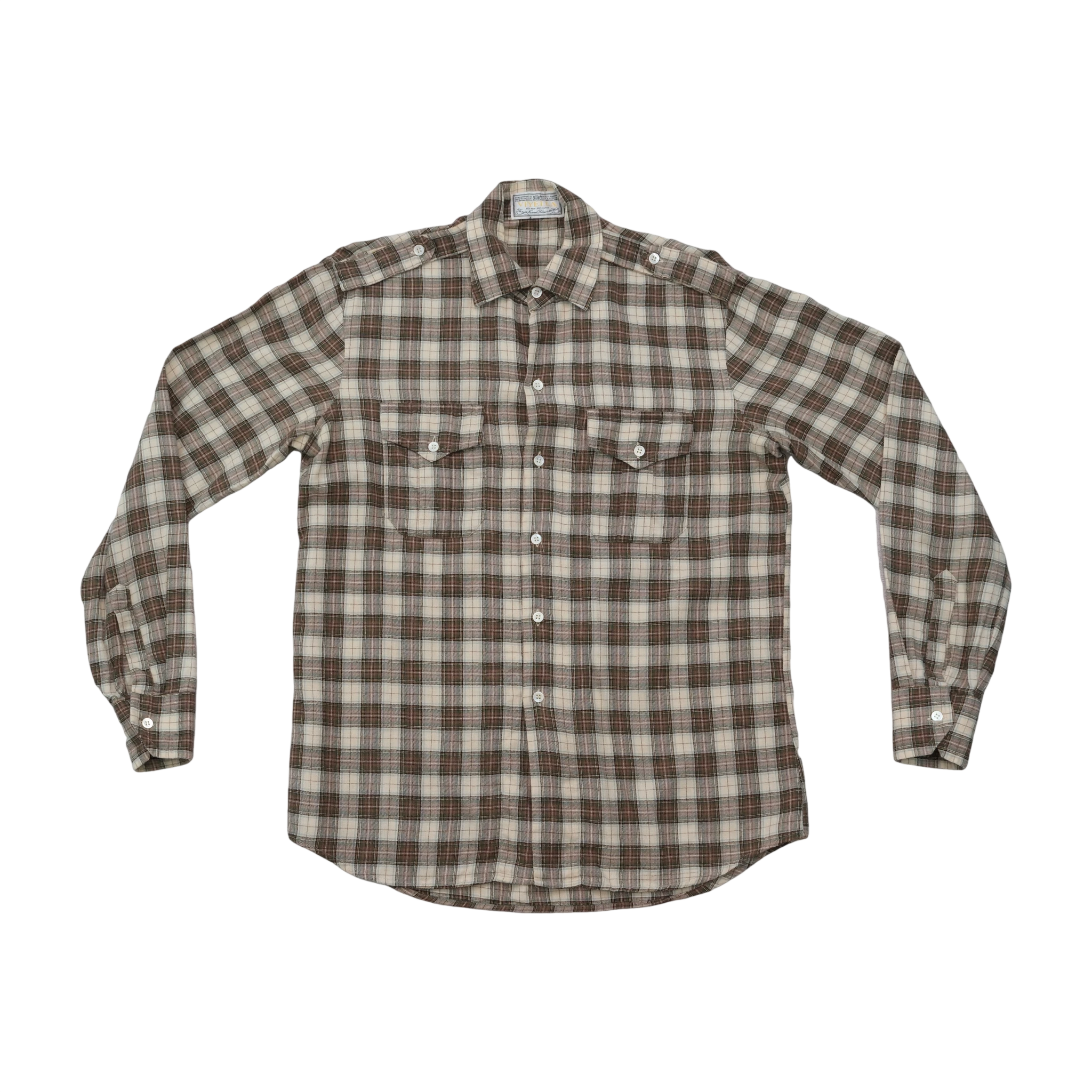 VIyella Brown Plaid Wool Cotton Button-Up Shirt