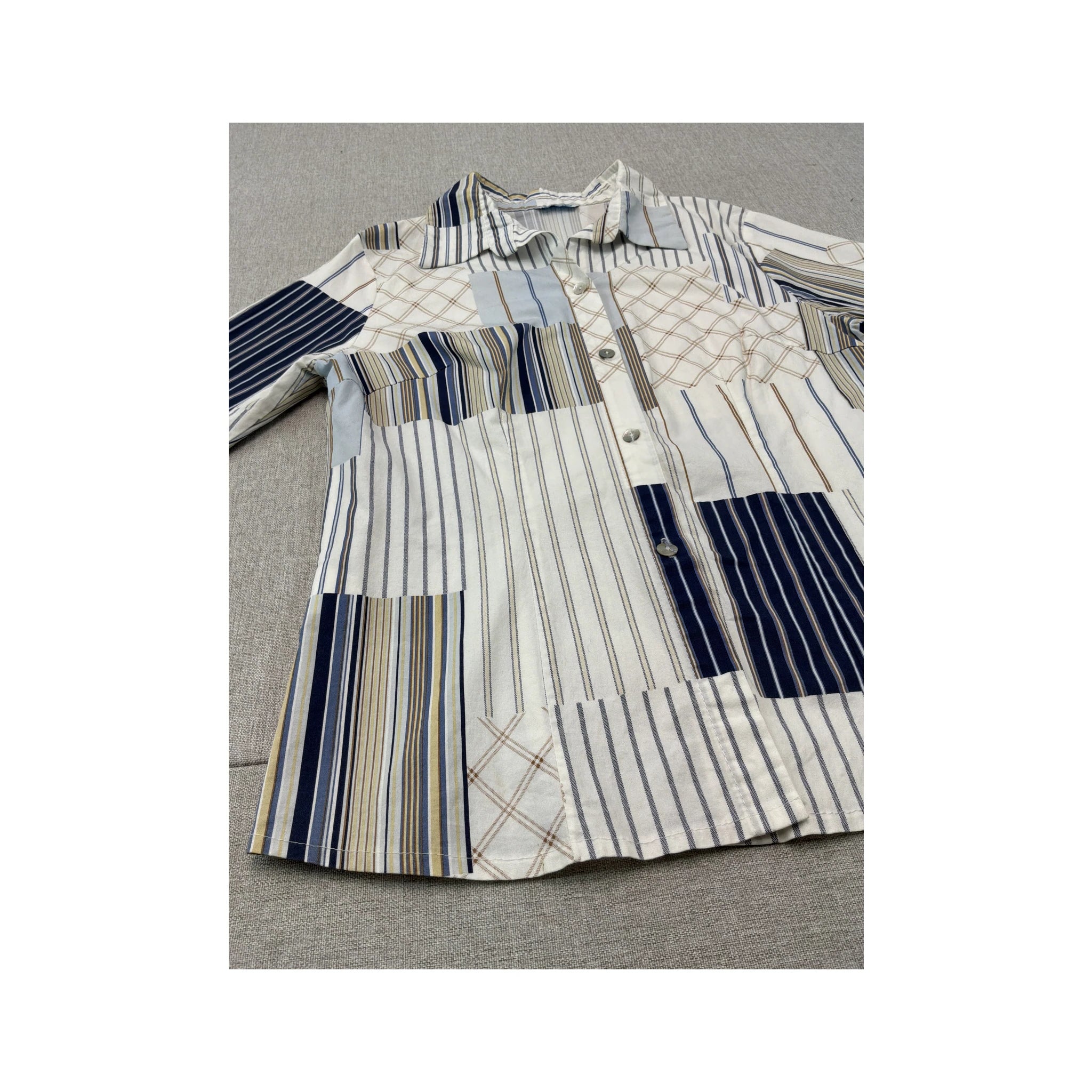 Giselle Patchwork Stripe Button Up Shirt