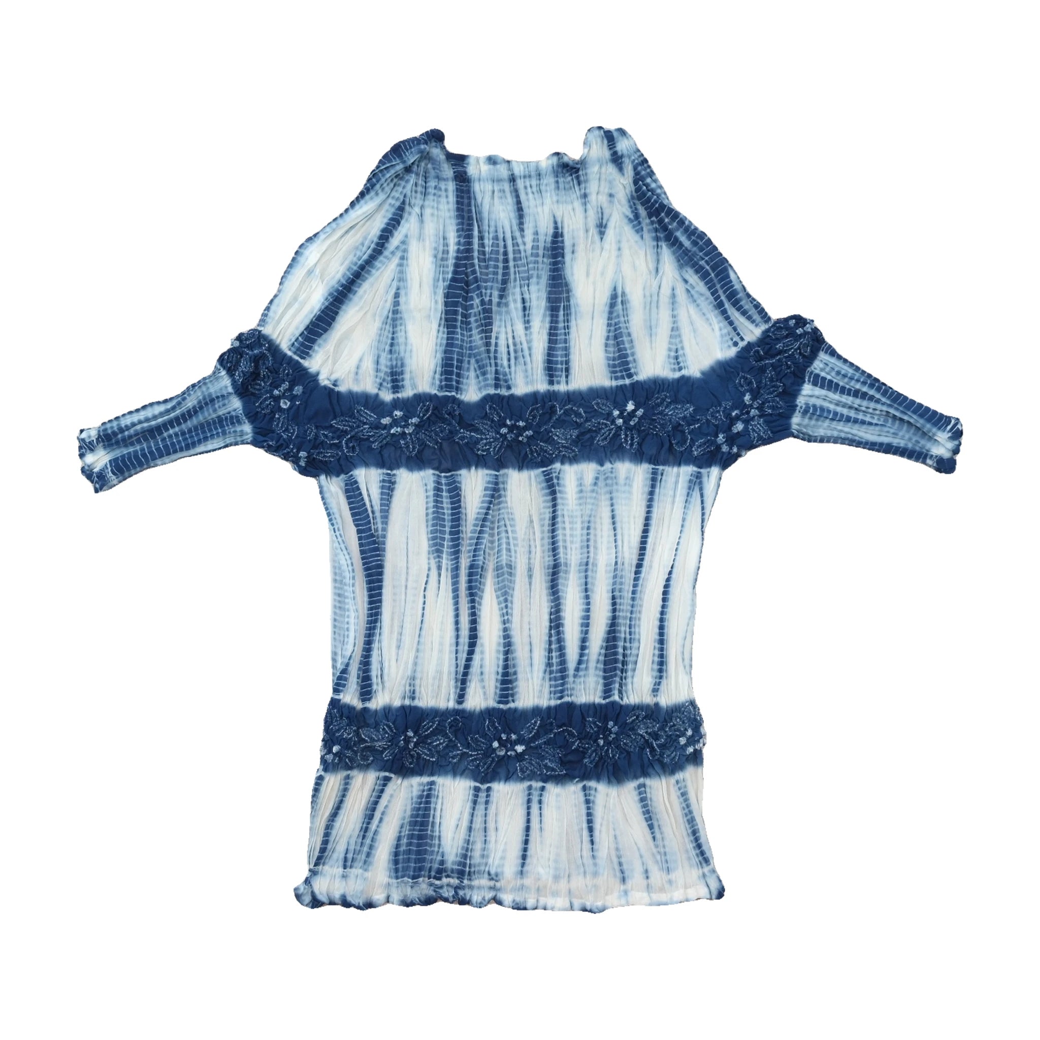 American Angel Blue Tie-Dye Cold-Shoulder Microfiber Dress