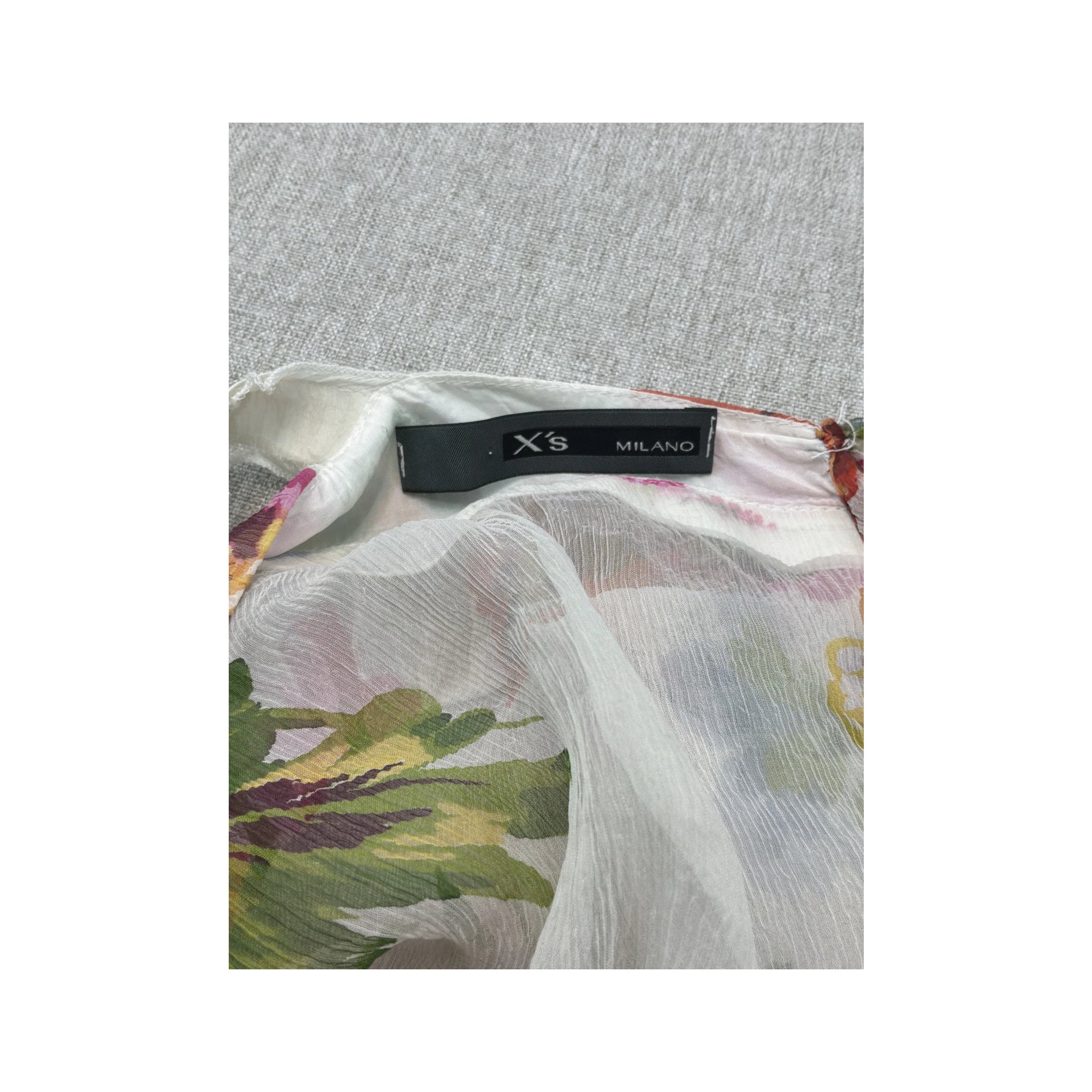 XS Milano Floral Ruffle Sheer Tank Top