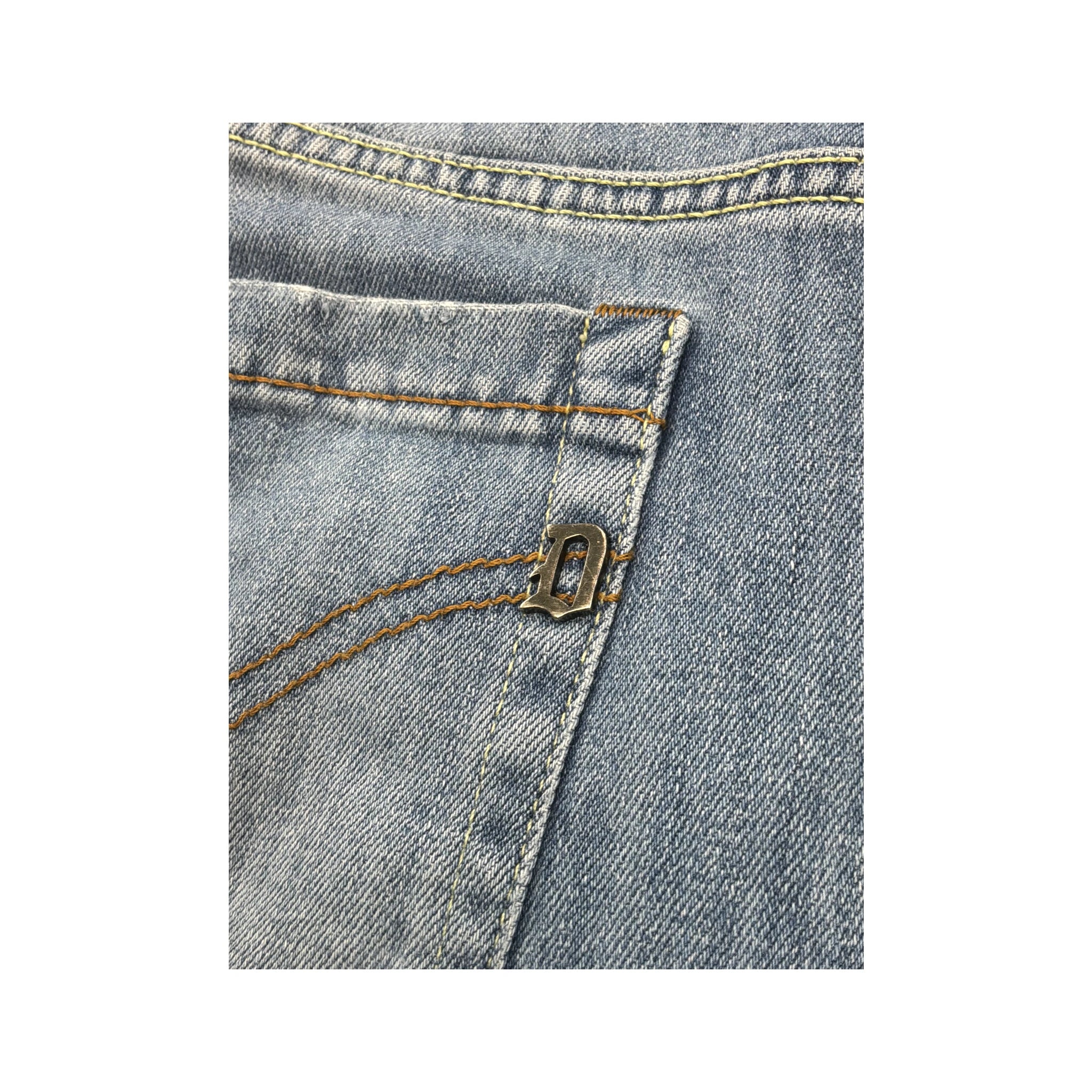 Dondup Light Wash Cotton Denim Mini Skirt