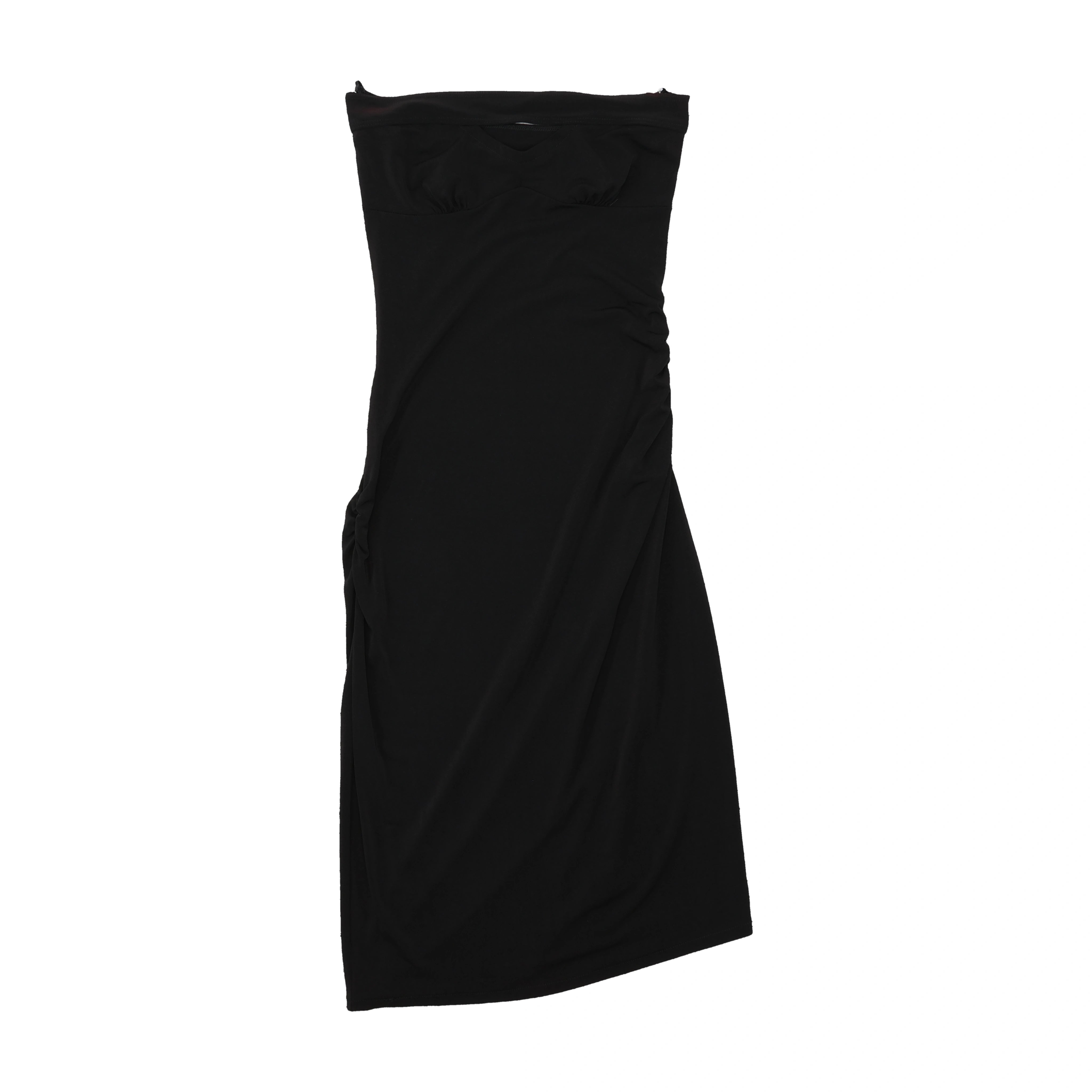 LORRAINE Black Ruched Strapless Midi Dress