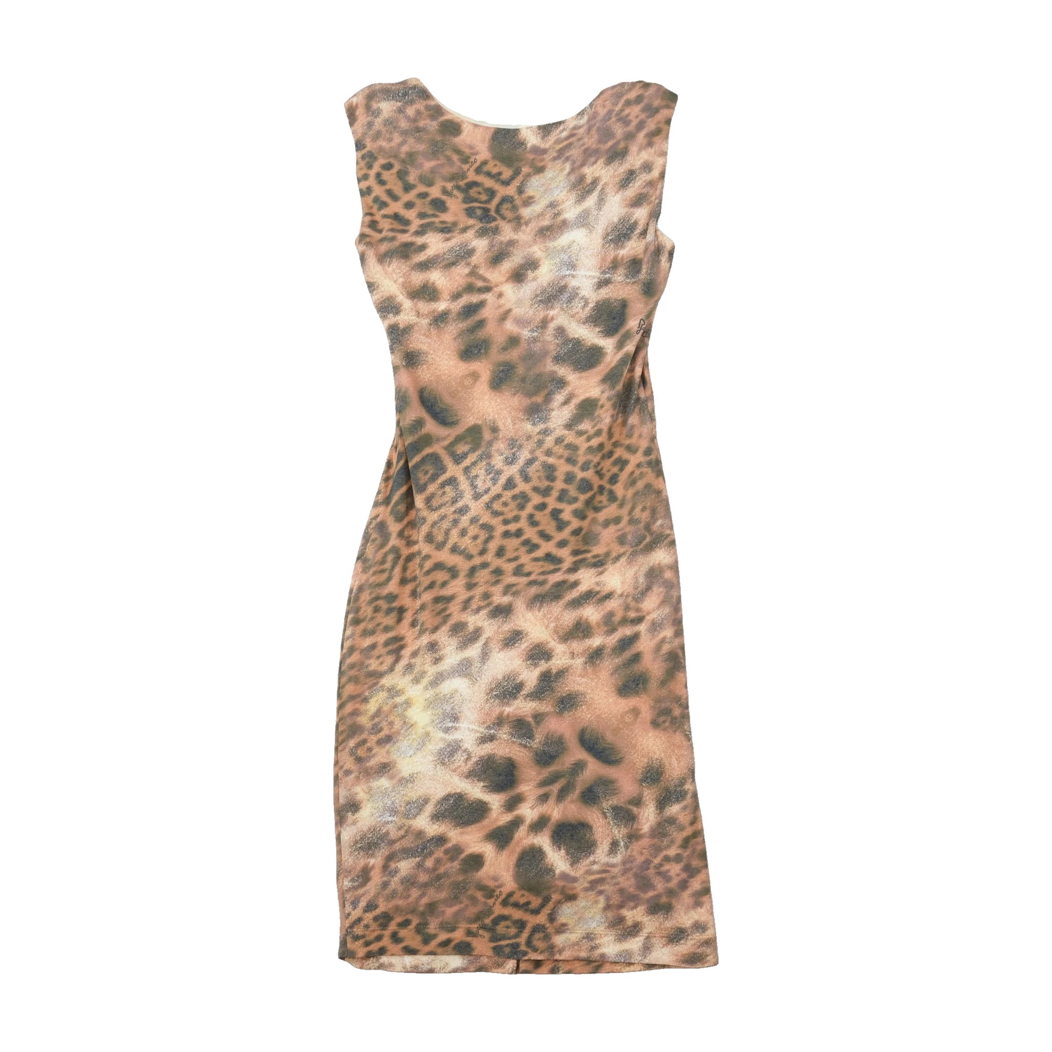 Vestido Roccobarocco Franzido com decote em V e estampado de Leopardo