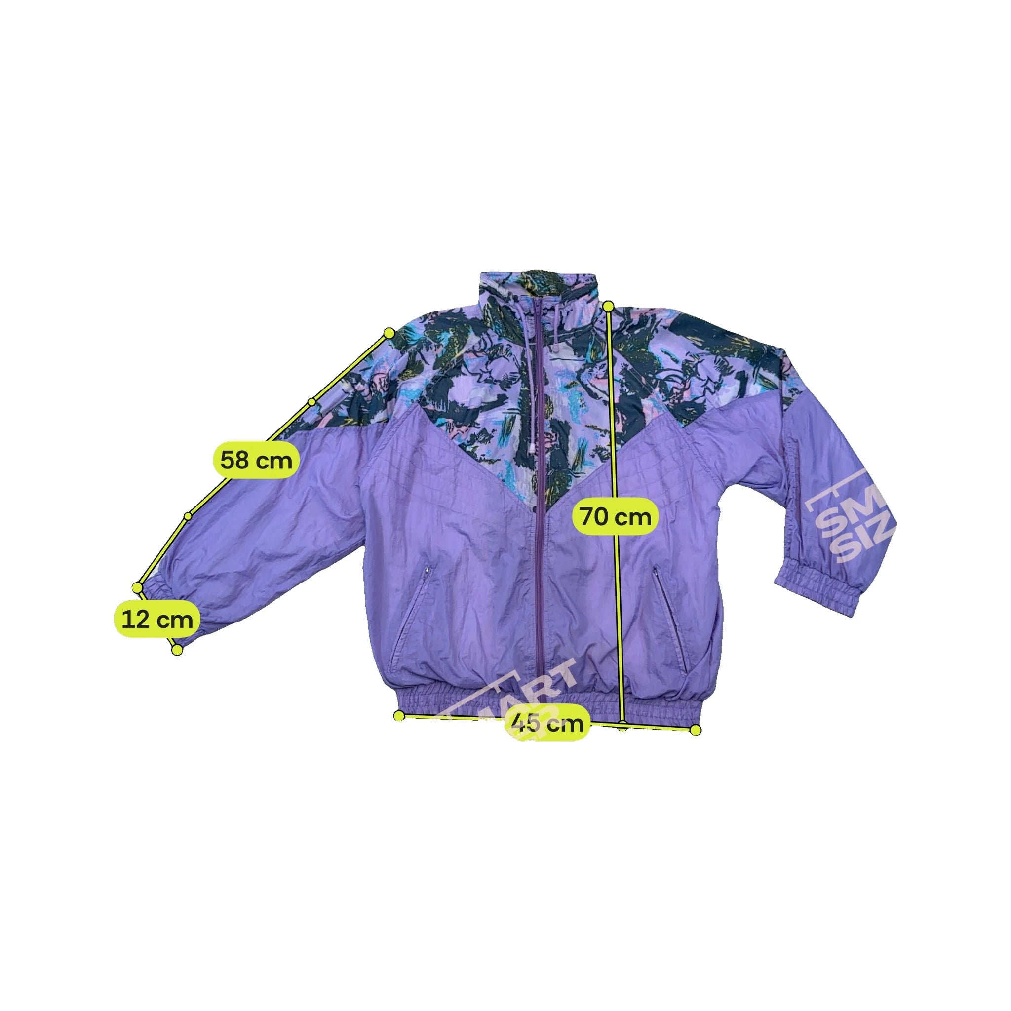 Vintage Abstract Print Purple Windbreaker Jacket