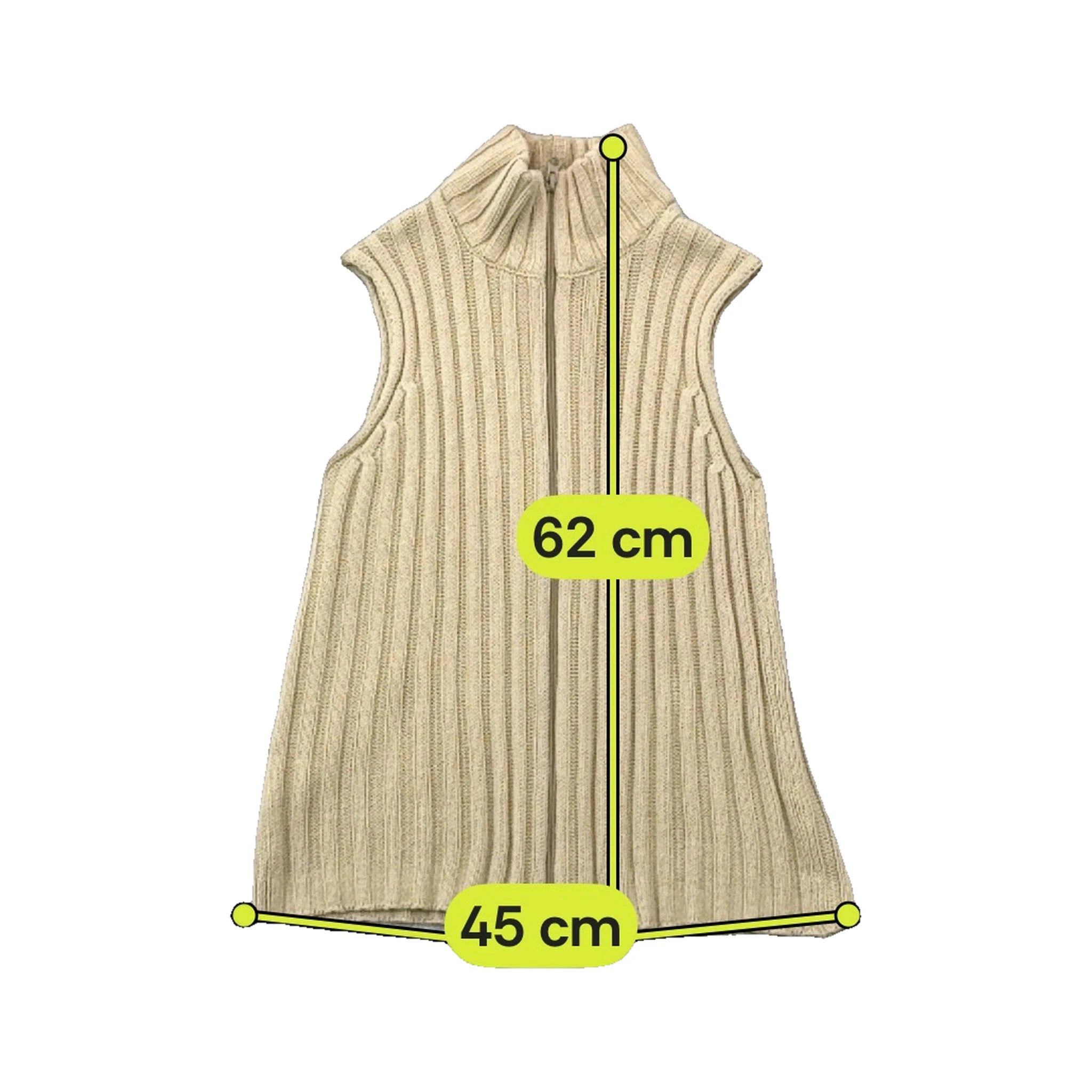 Colete de malha Canelada Stefanel com Meia gola e Fecho