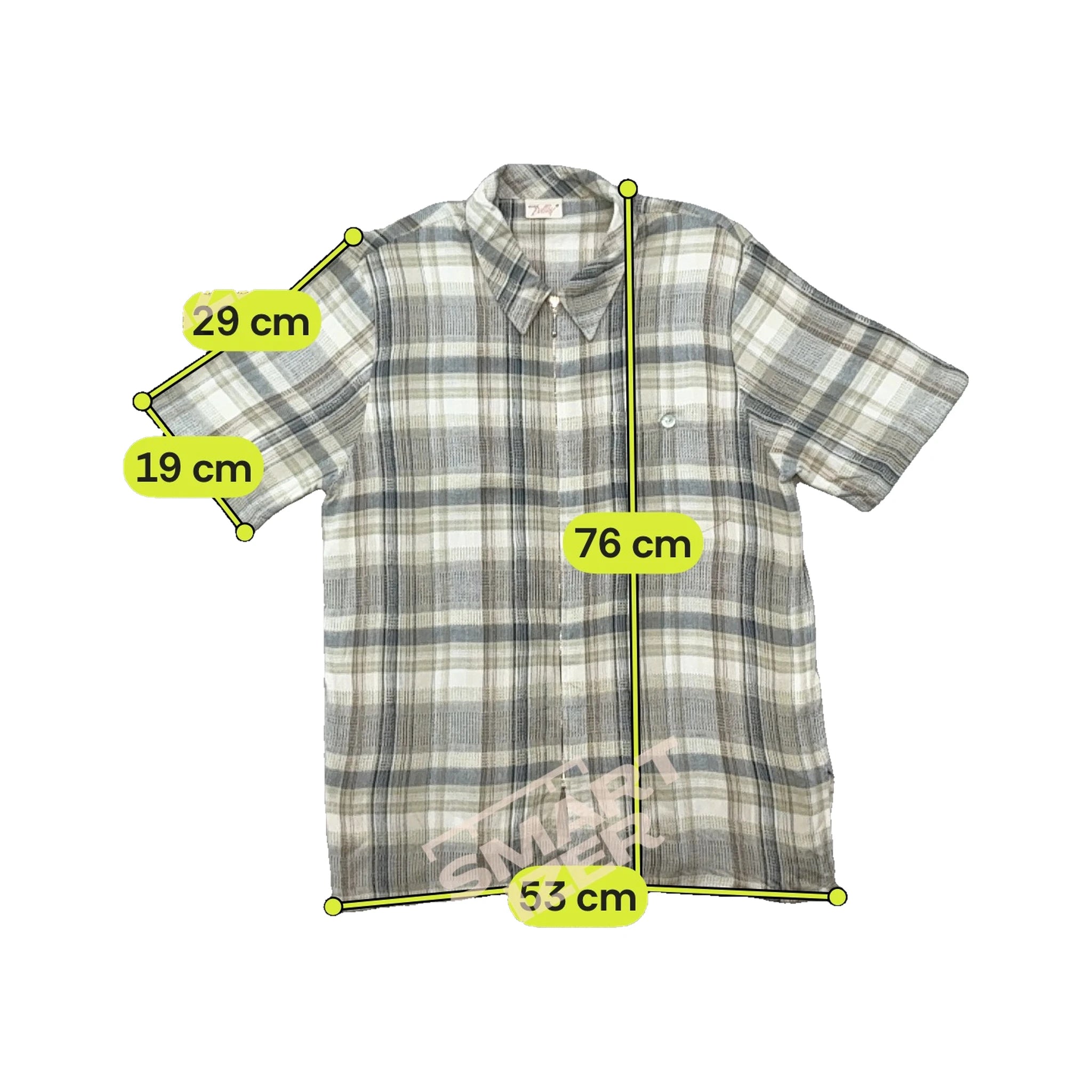 Maria Bellesi Plaid Linen Blend Zip Front Shirt