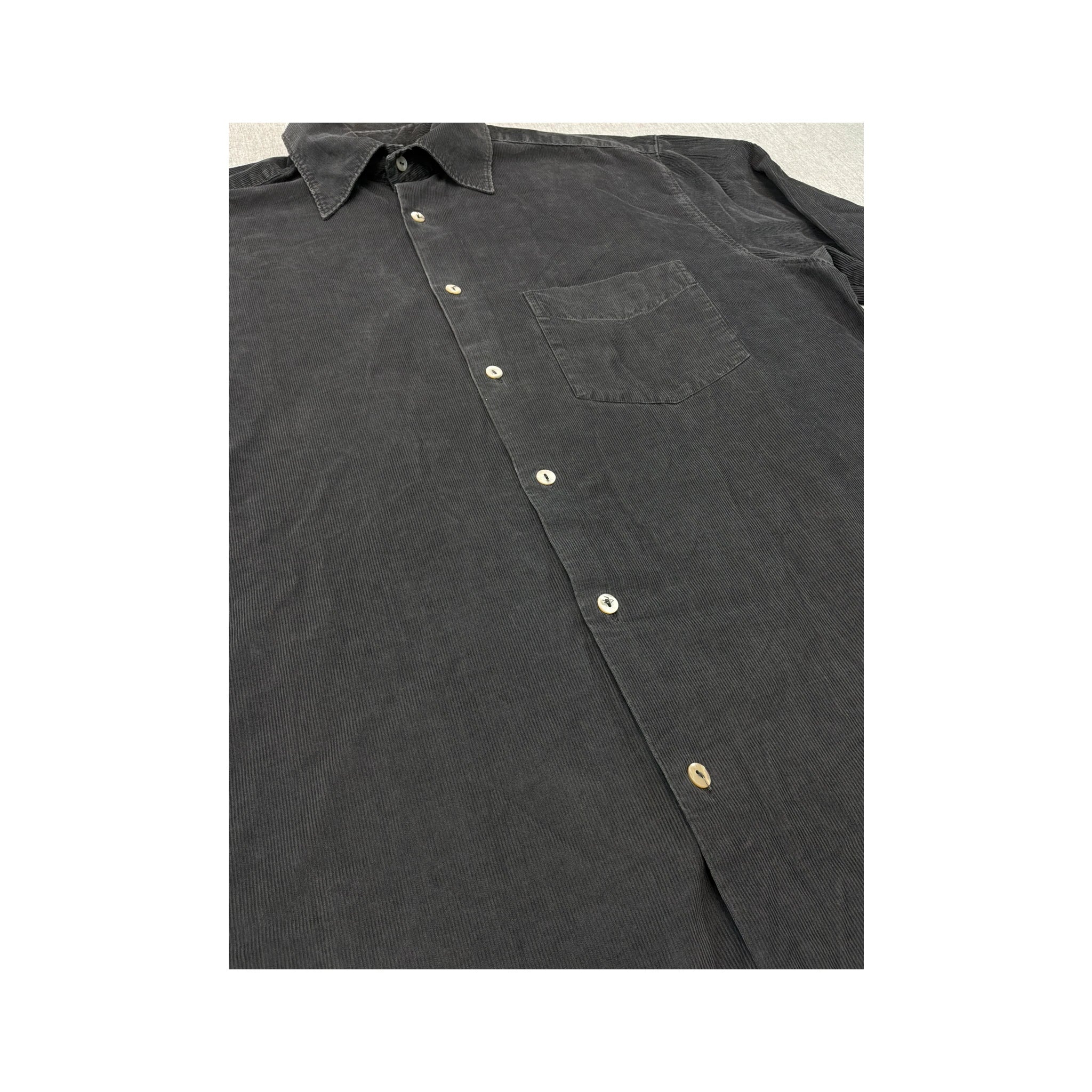 Kolby Gray Cotton Corduroy Button Up Shirt