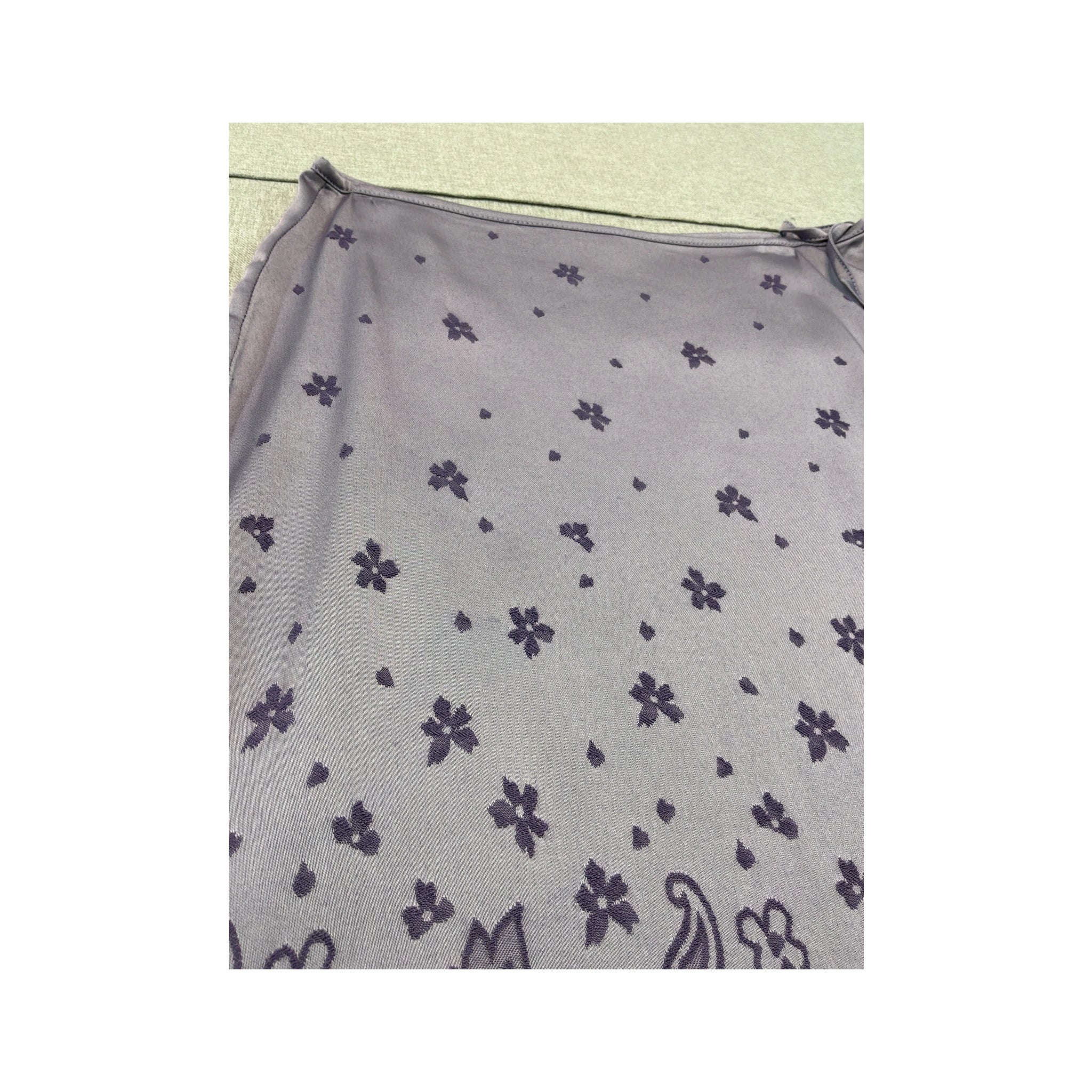Y2K Lavender Paisley Floral Tie Waist Midi Skirt