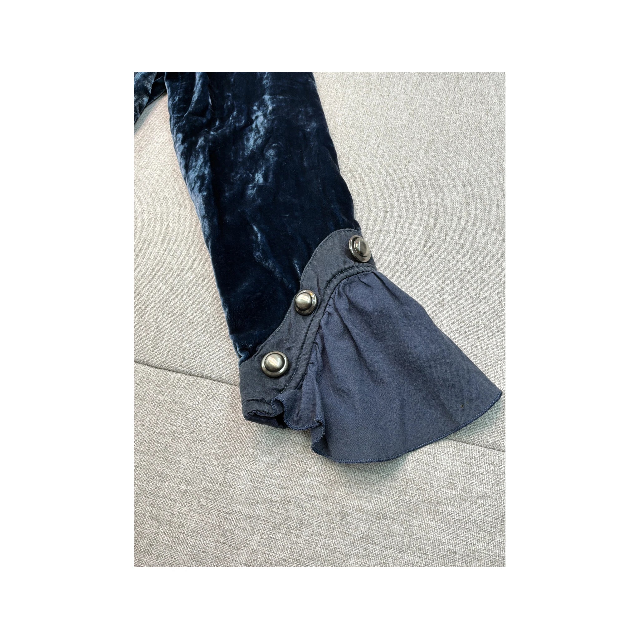 Nelles Vintage Velour Button-Up Ruffled Jacket