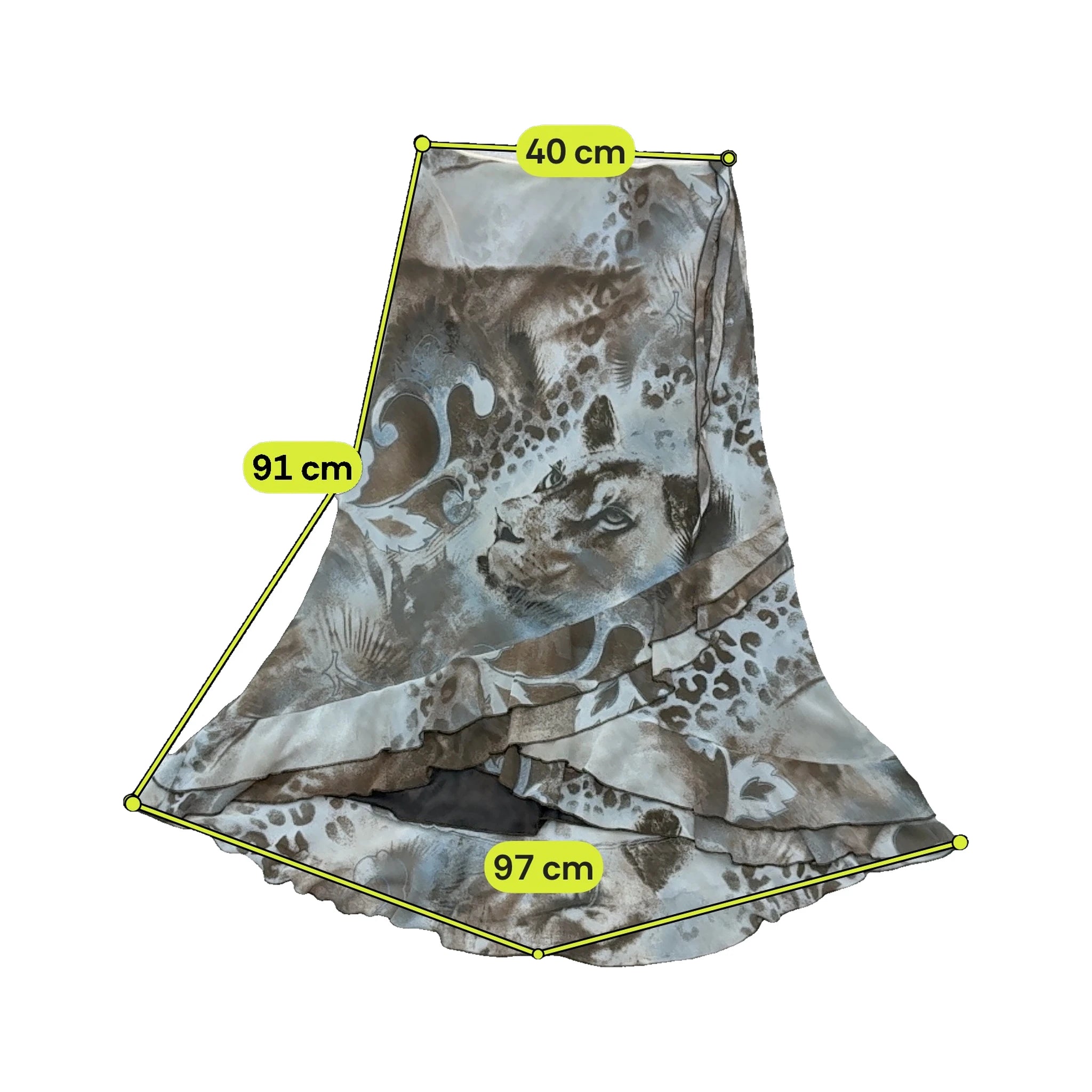 Saia vintage com Folhos e estampado de Leopardo e Leão