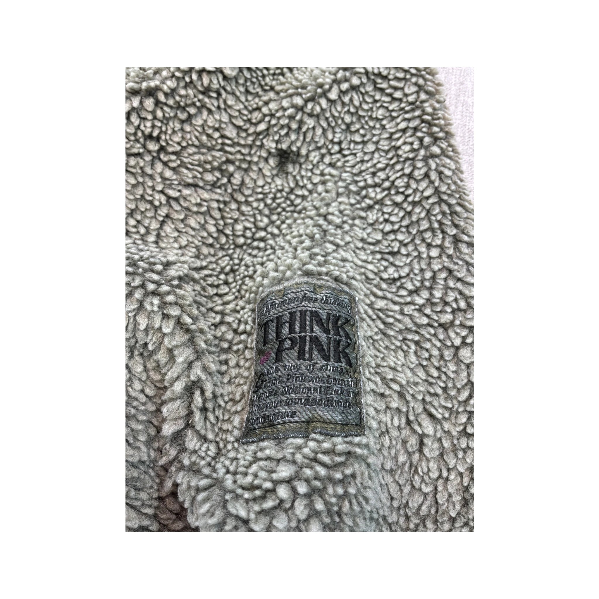 Casaco Think Pink vintage em Sherpa com Fecho