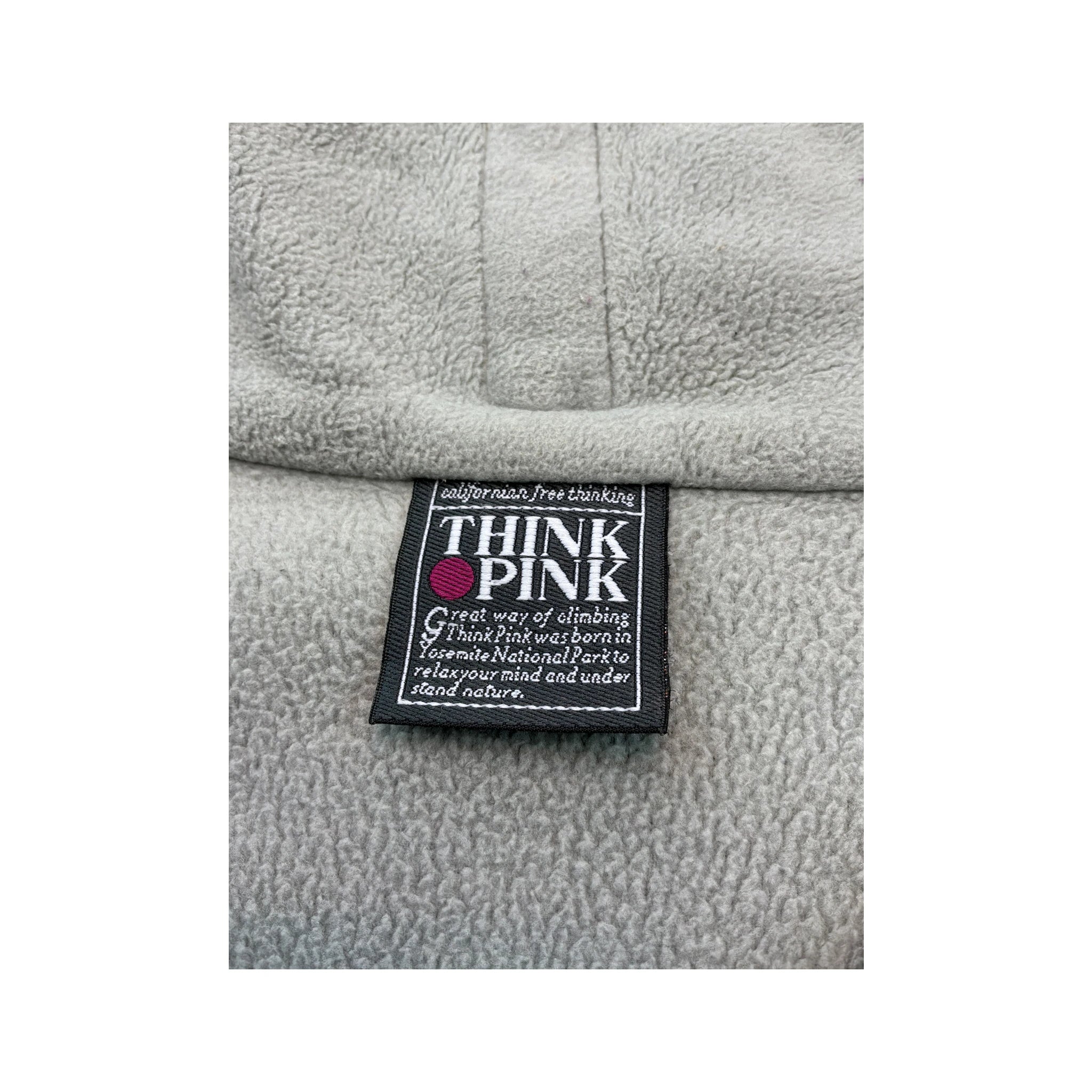 Think Pink Vintage Light Gray Quarter Zip Fleece