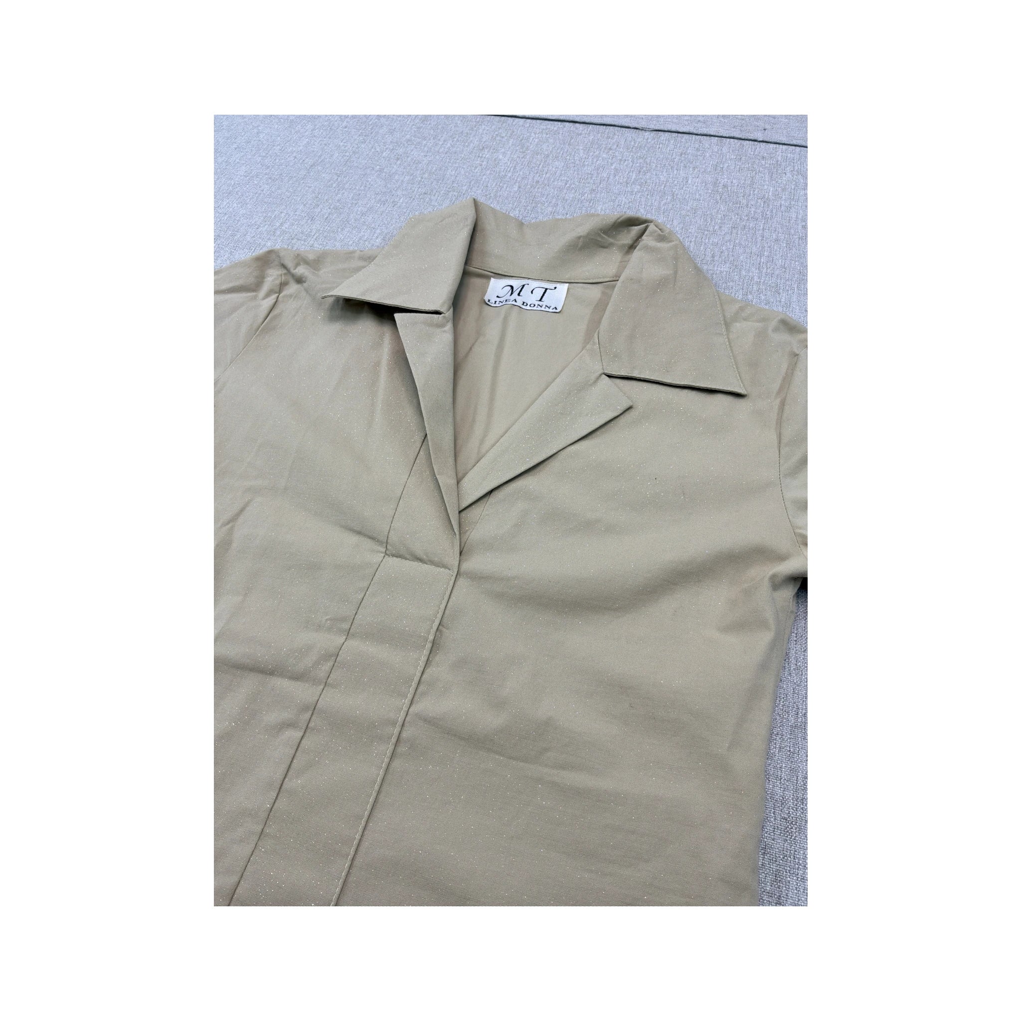 MT Linea Donna Shimmer Collared Beige Blouse