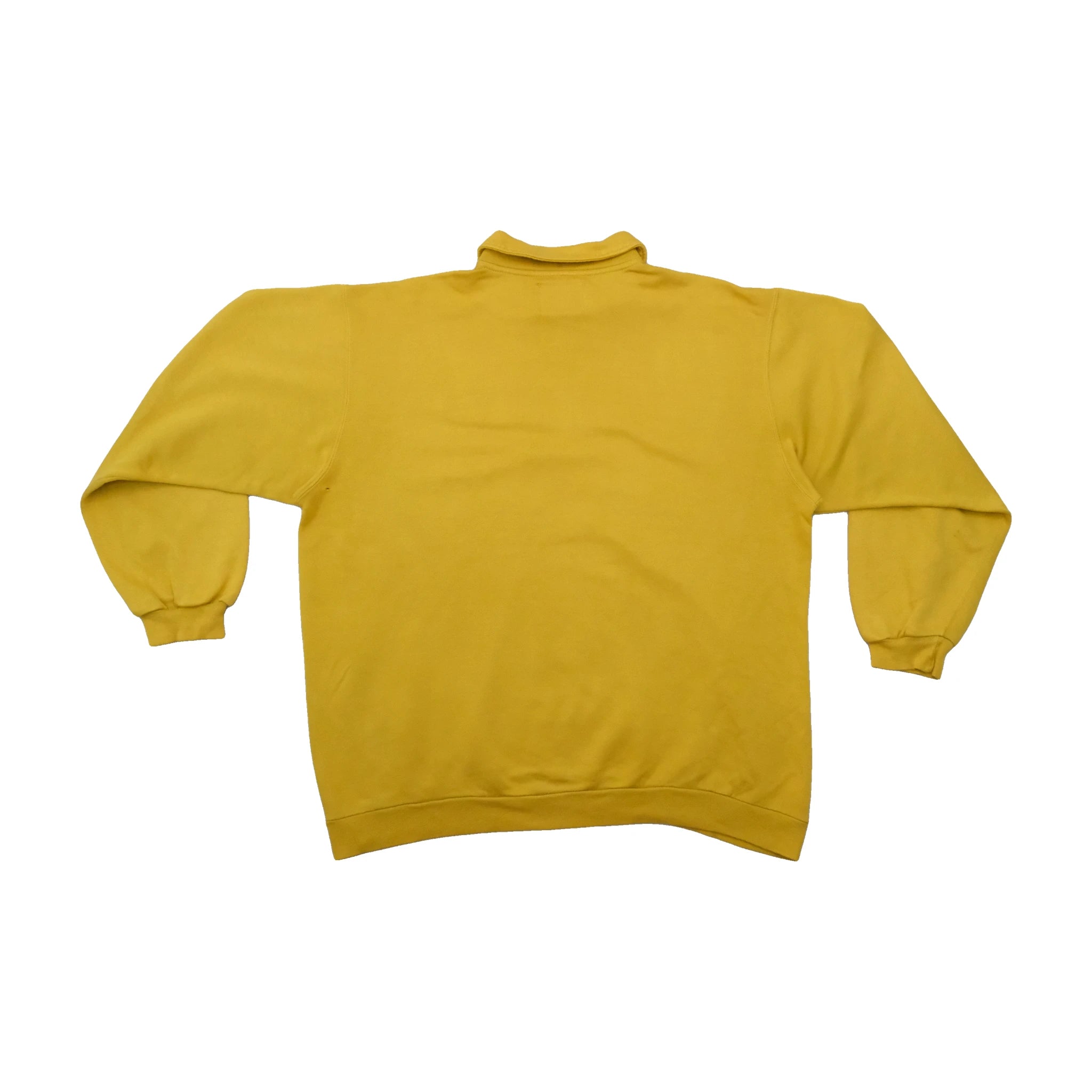 Camisola vintage de Fabrico Italiano Amarelo-mostarda em algodão com gola e Meio Fecho