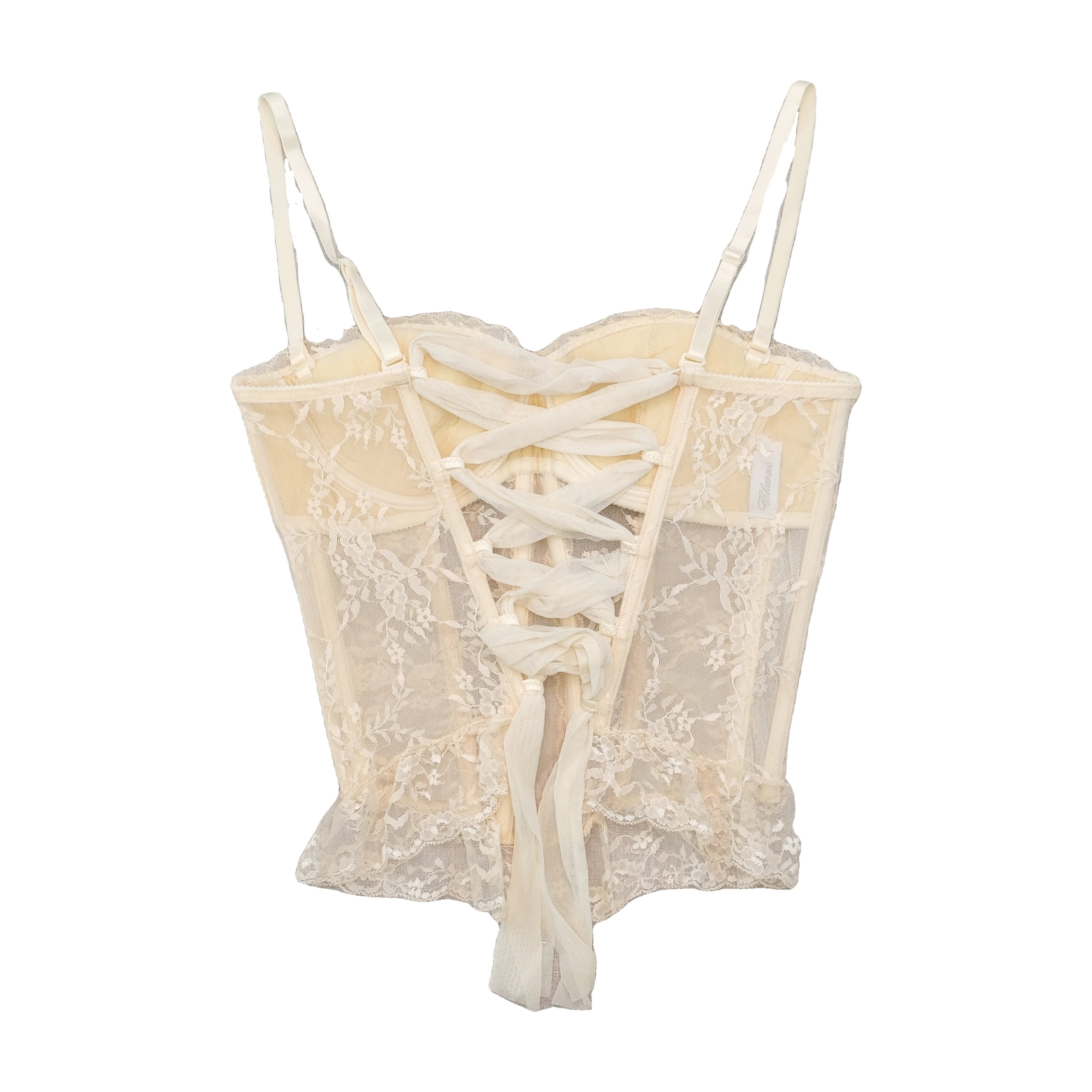 Charme Lace Rhinestone Corset Tank Top