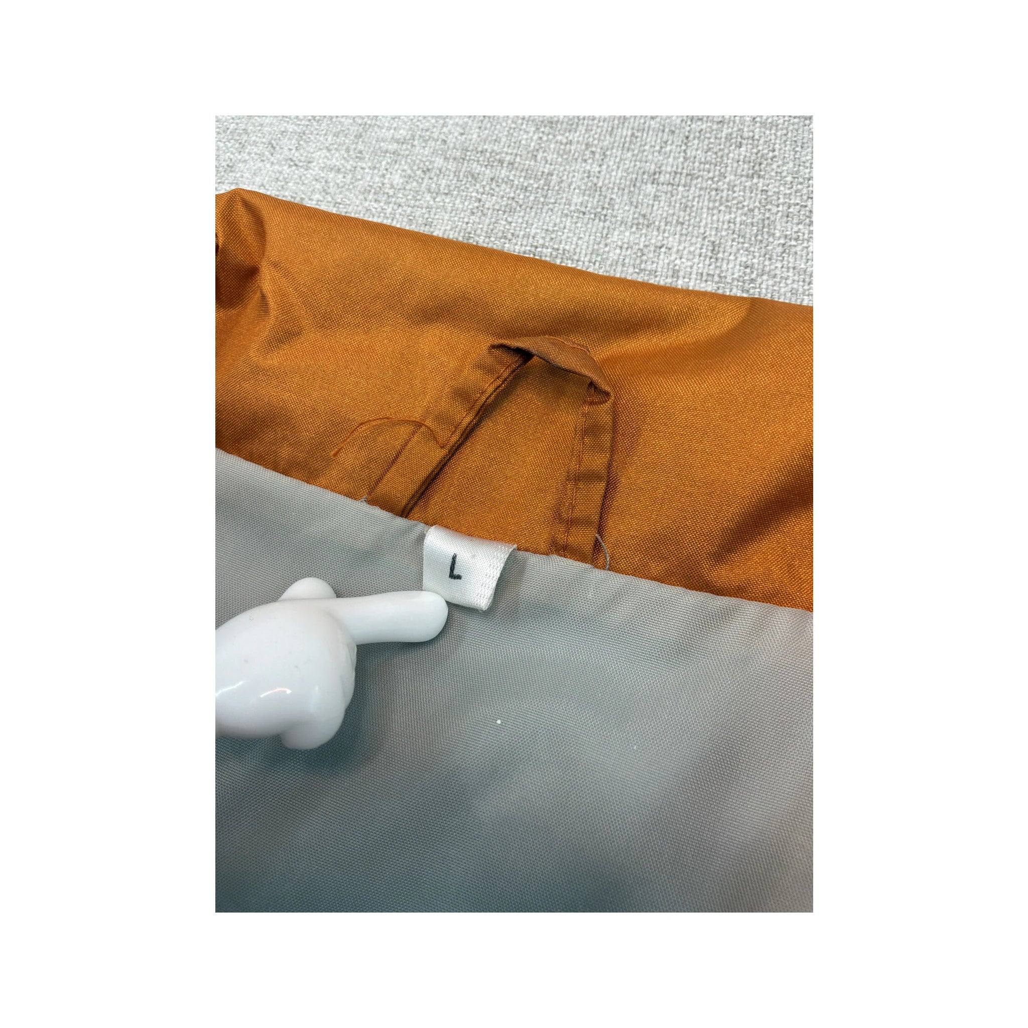 Vintage Orange Lightweight Polyester Zip Front Jacket with Point Collar
