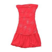 Red Glitter Tulle Strapless Bubble Hem Dress