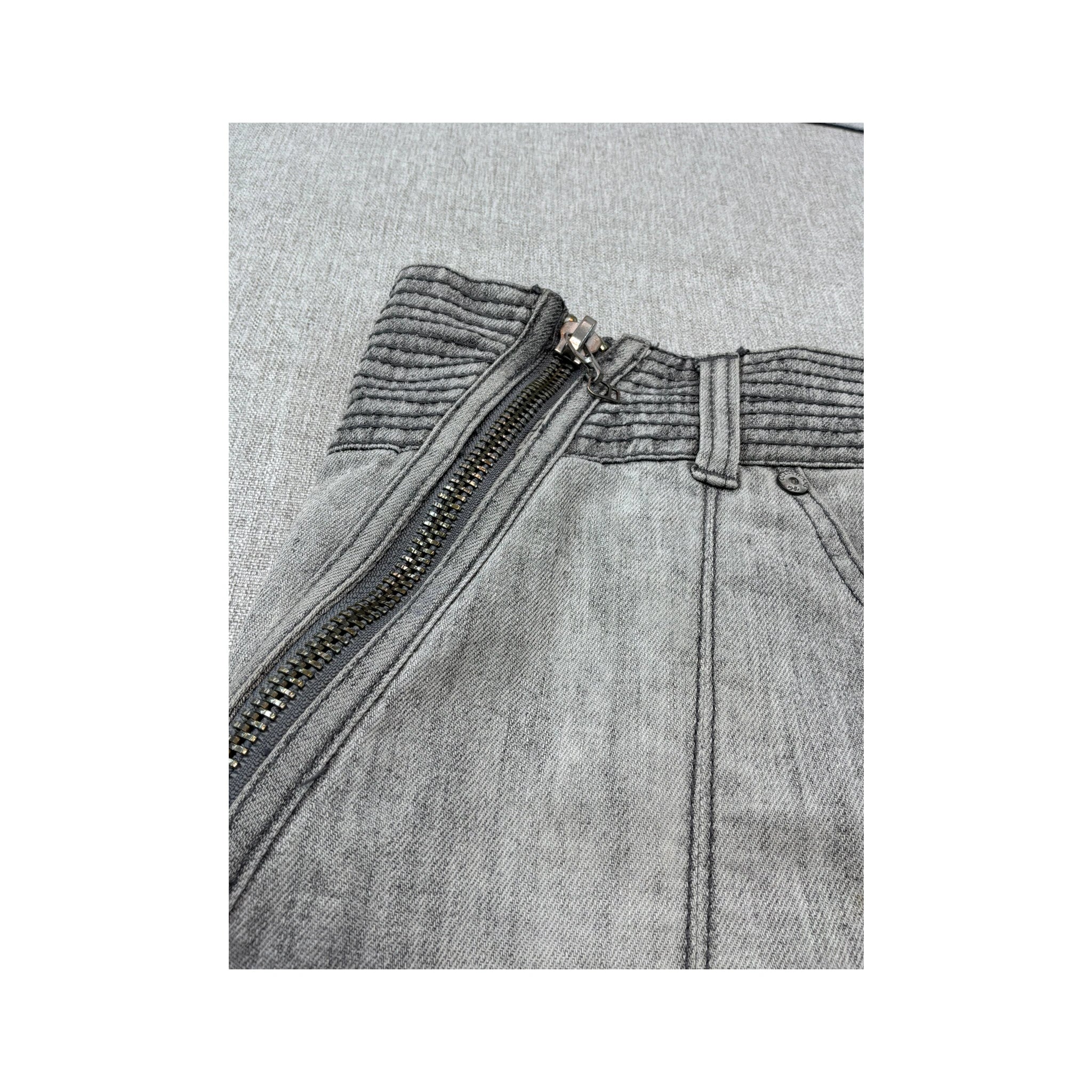 GUESS Quilted Zip Detail Denim Mini Skirt
