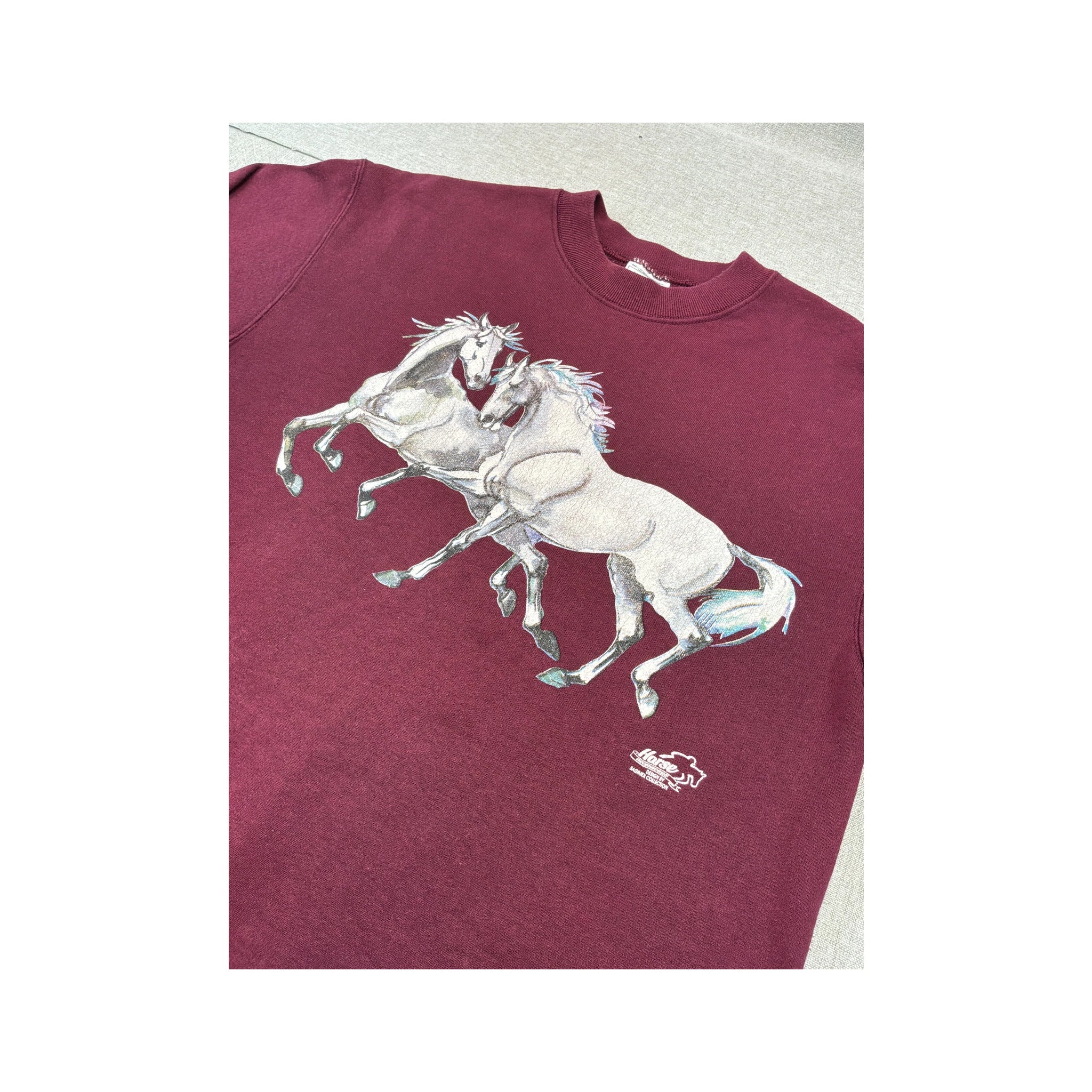 Sweatshirt Screen Stars vintage em Mistura de algodão com Cavalos a Correr
