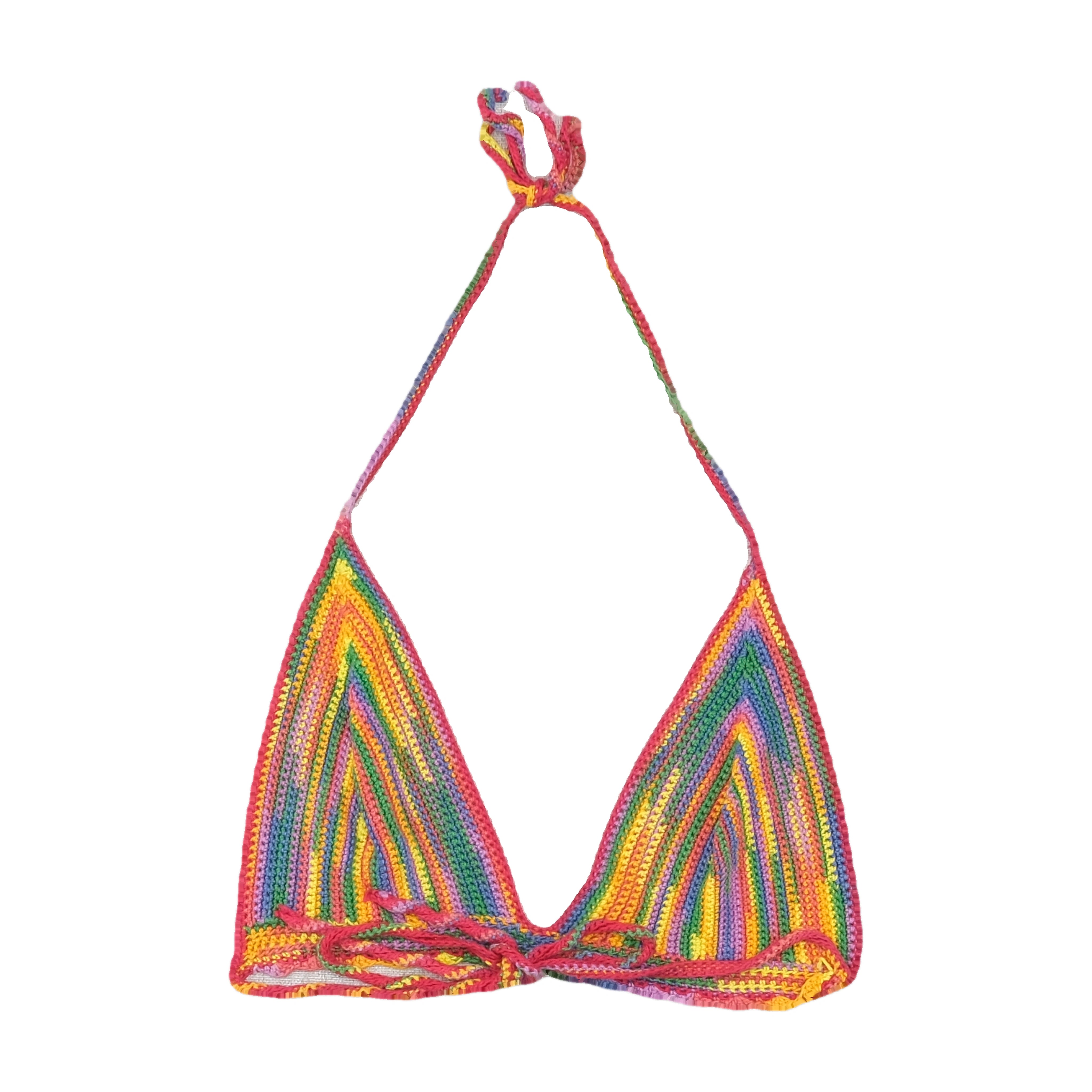 Rainbow Crochet Halter Triangle Top