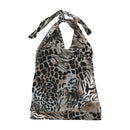 Brown Animal Print Tie Up Halter Top (Photos)